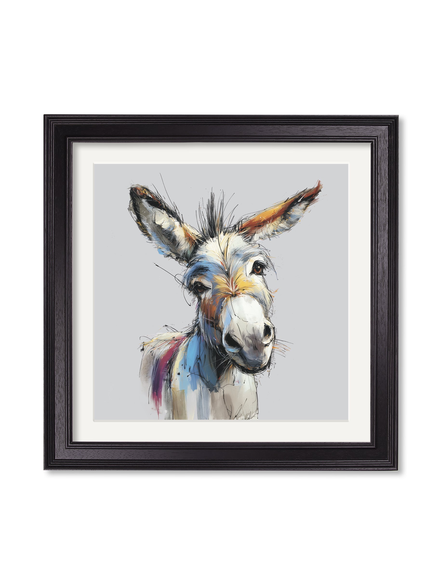 Donkey Jack & Jennet Cosy Sketch - Black Hurstwood Square Frame