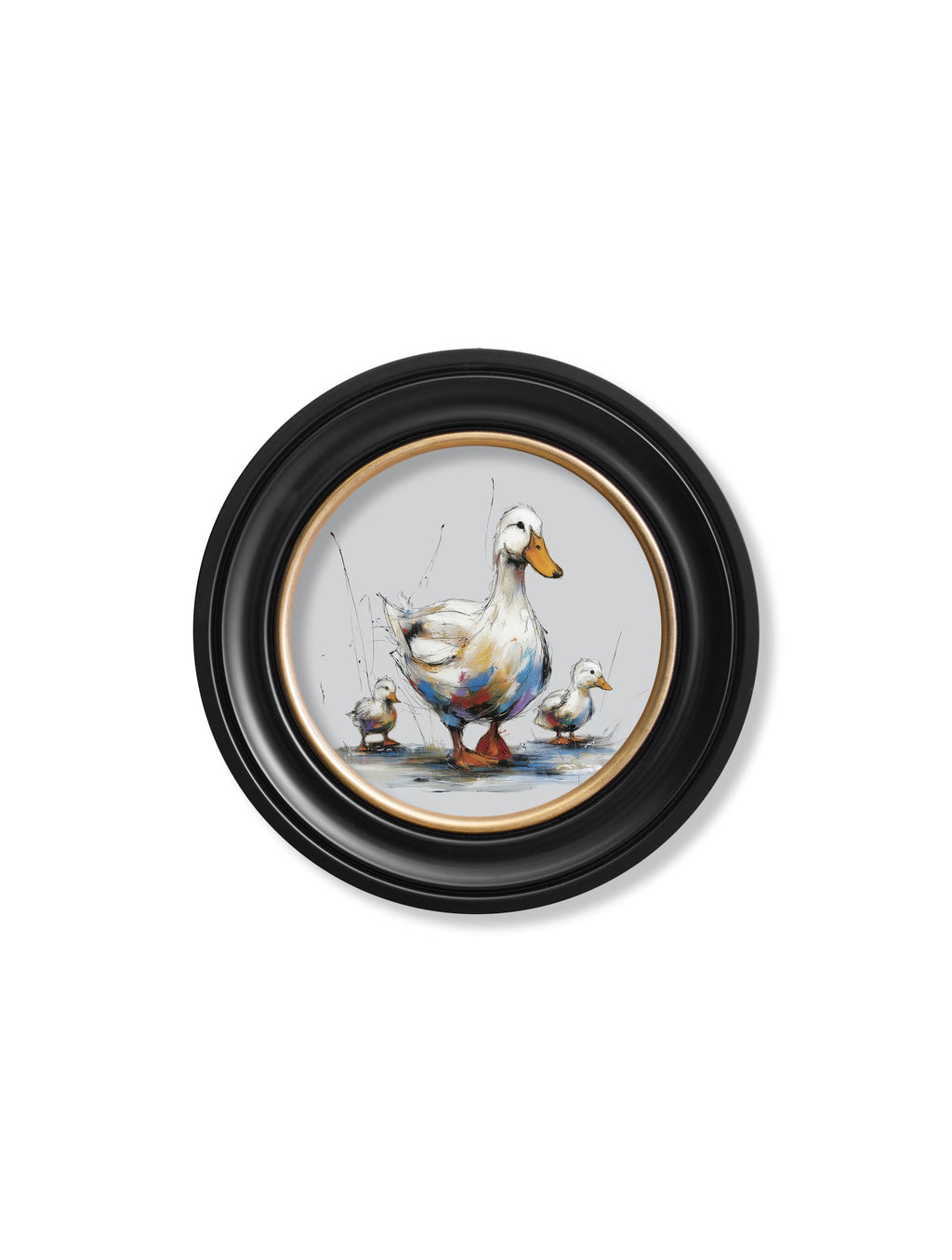 Family of Ducks Cosy Sketch - Oxford Round Frame