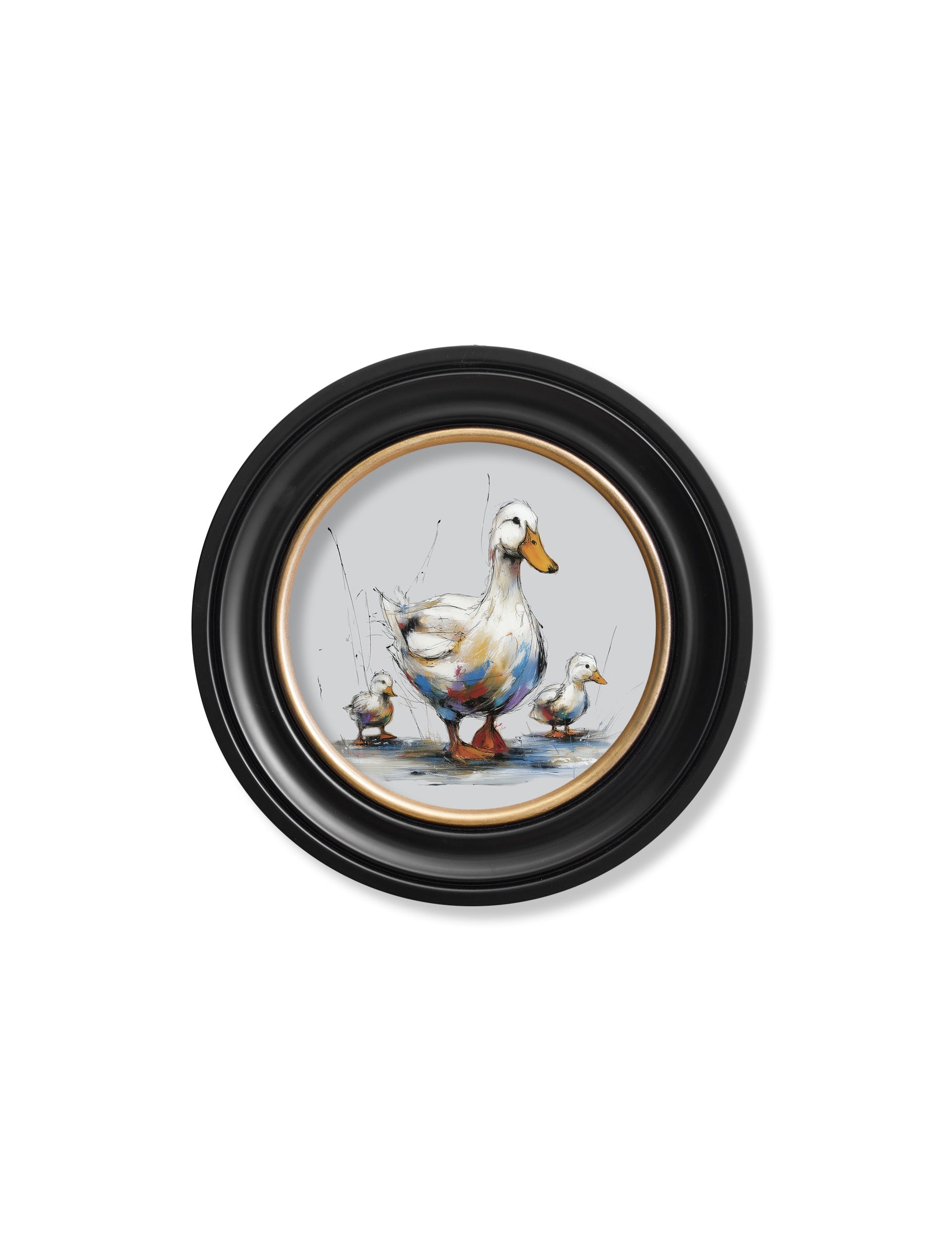 Family of Ducks Cosy Sketch - Oxford Round Frame