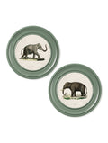 c.1846 Elephants in Round Frame Green