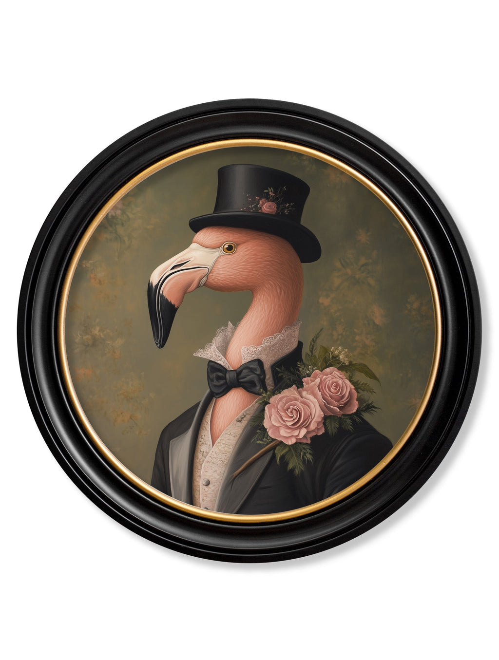 Baron Von Blush - Gentleman Flamingo Oxford Round Frame