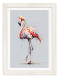 Pink Flamingo Cosy Sketch - Cream Hurstwood Frame