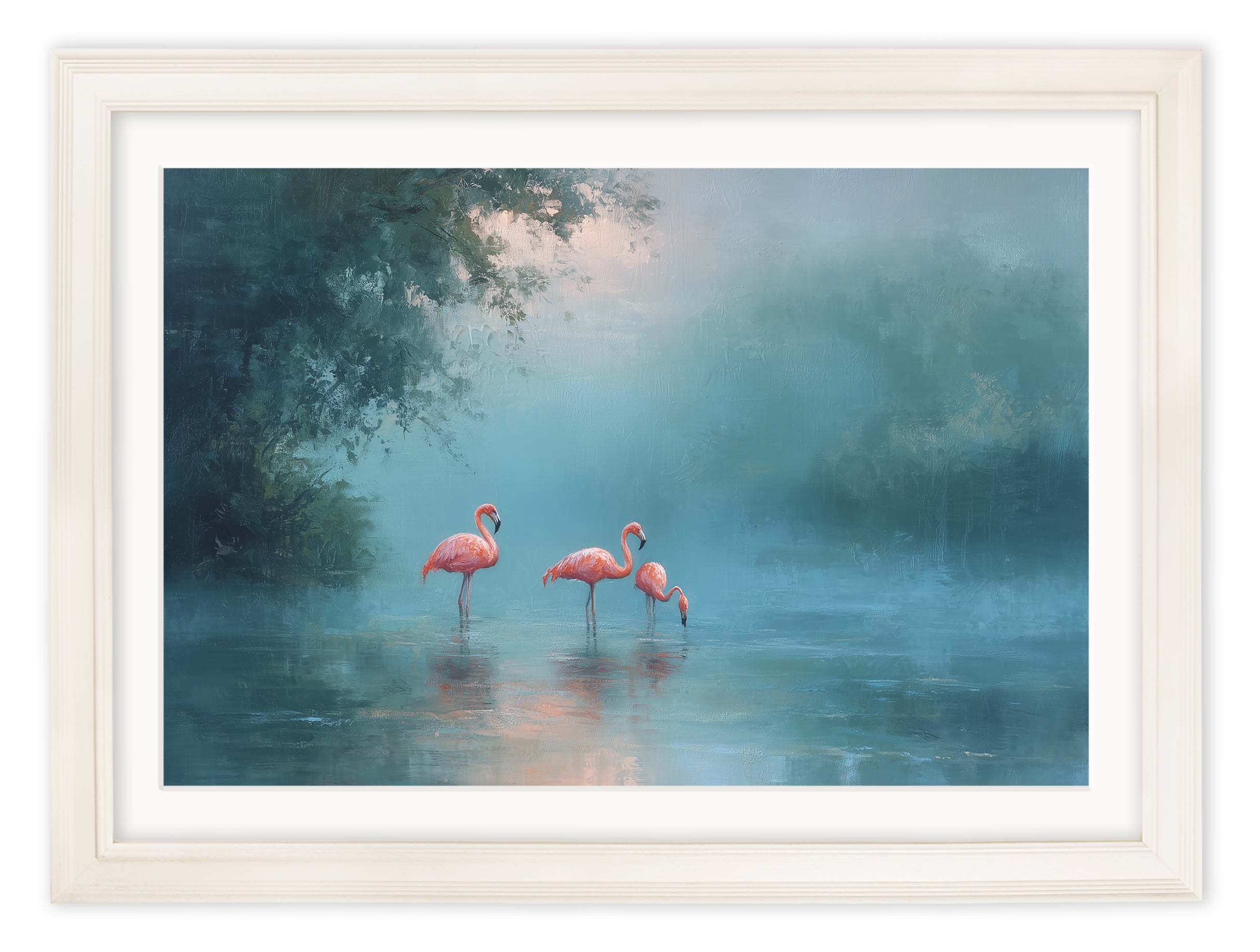 Misty Lake Flamingos - Cream Hurstwood Frame