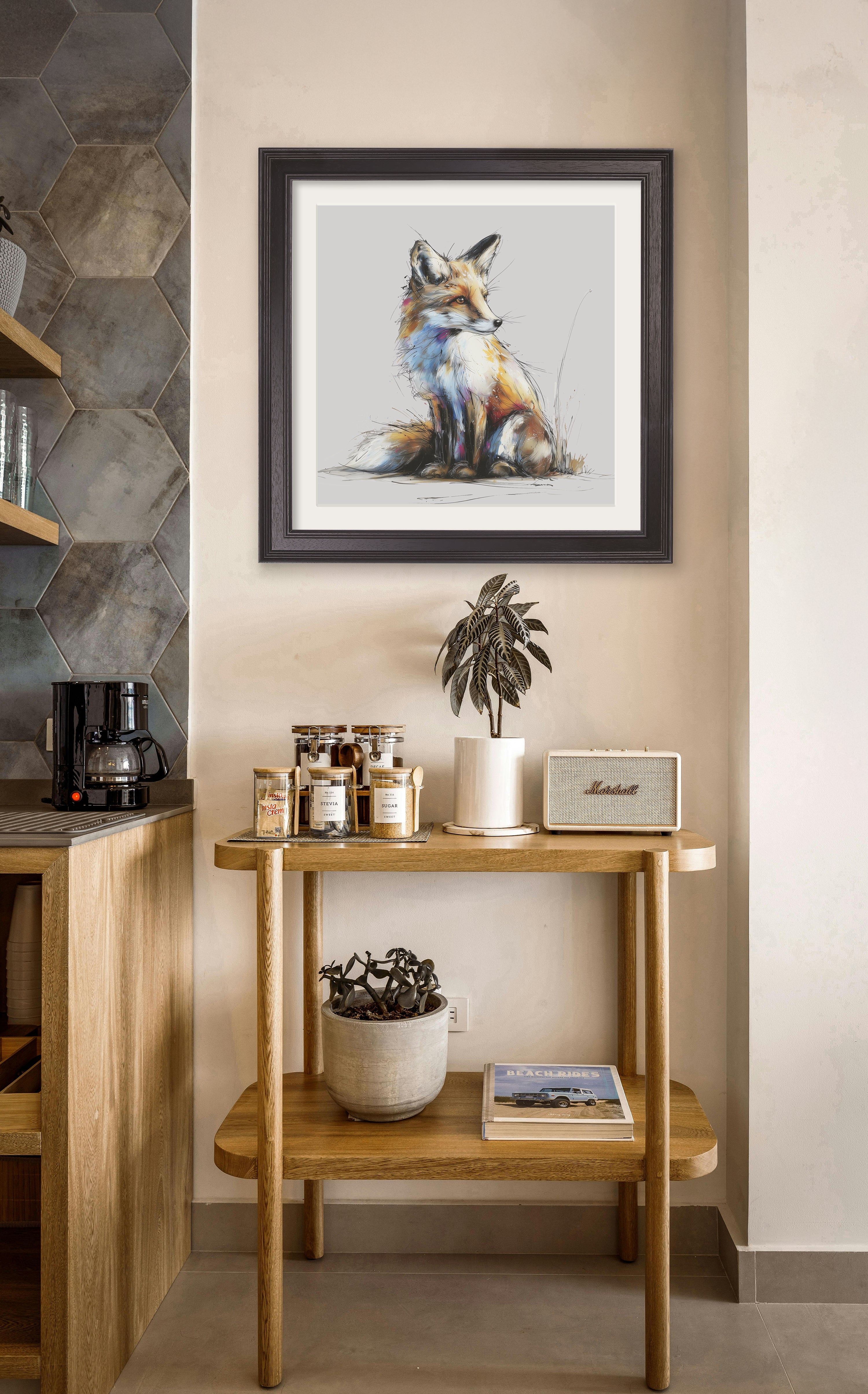 Little Fox Cosy Sketch - Black Hurstwood Square Frame