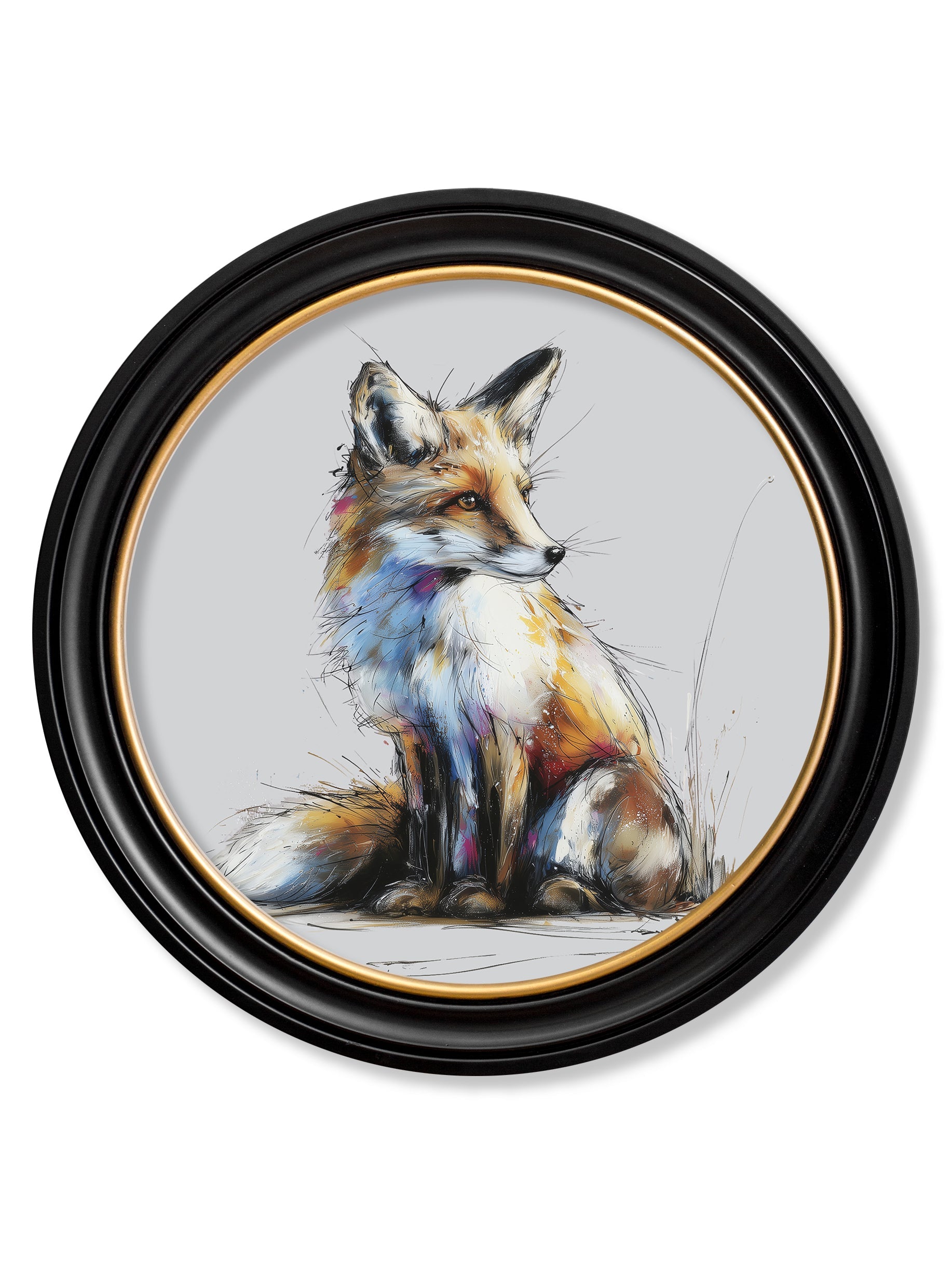 Little Fox Cosy Sketch - Oxford Round Frame
