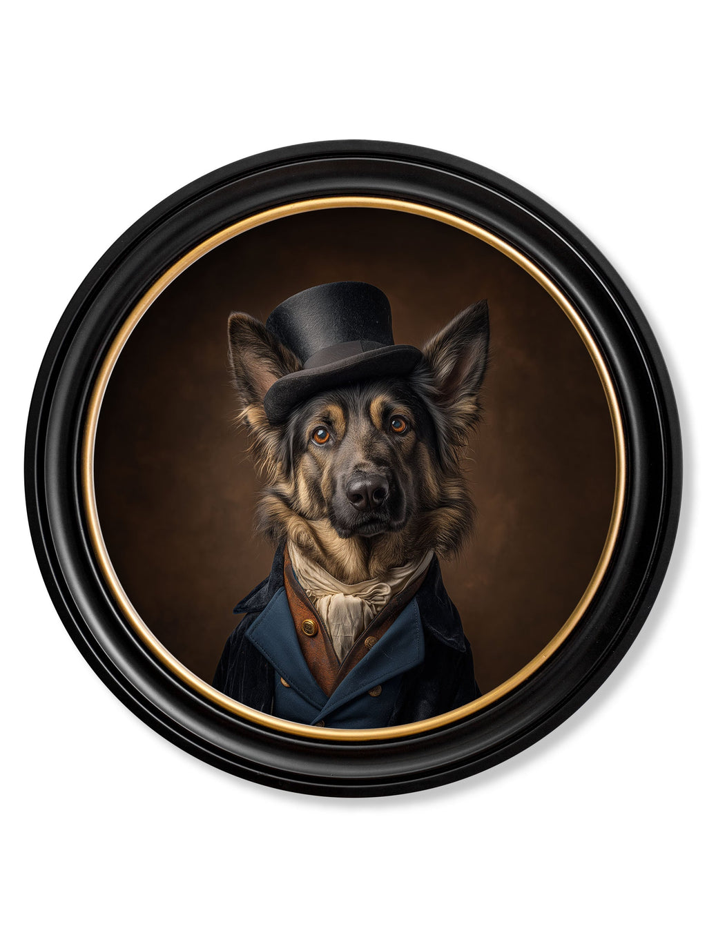 Count Von Shepherd - Gentleman German Shepherd Oxford Round Frame
