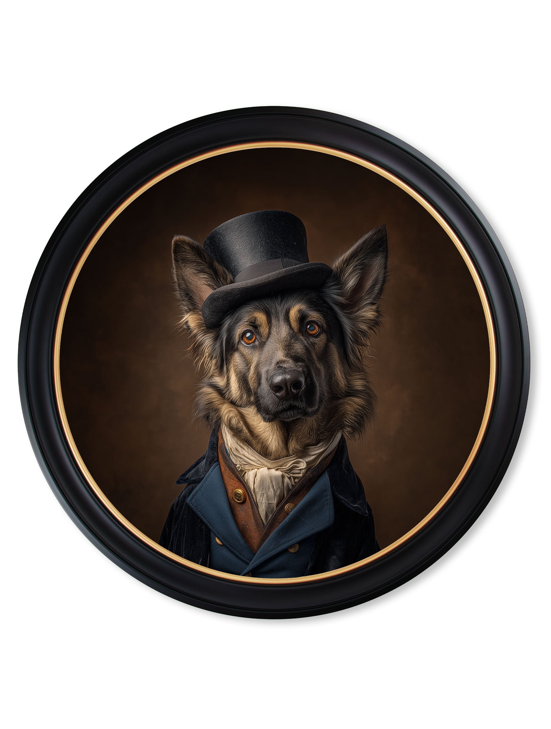 Count Von Shepherd - Gentleman German Shepherd Oxford Round Frame