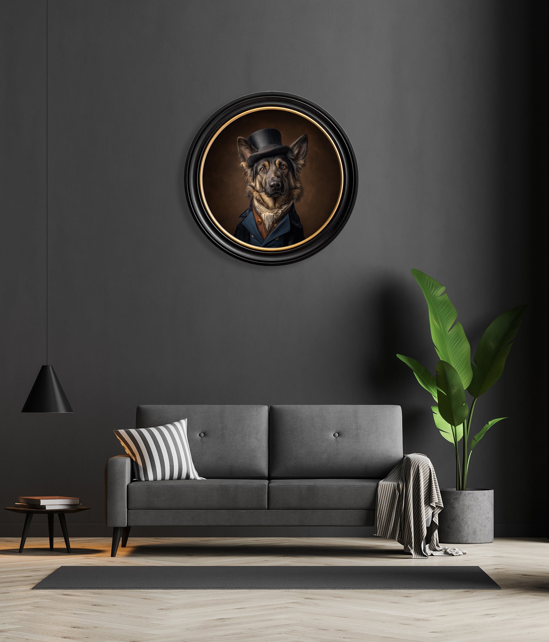 Count Von Shepherd - Gentleman German Shepherd Oxford Round Frame
