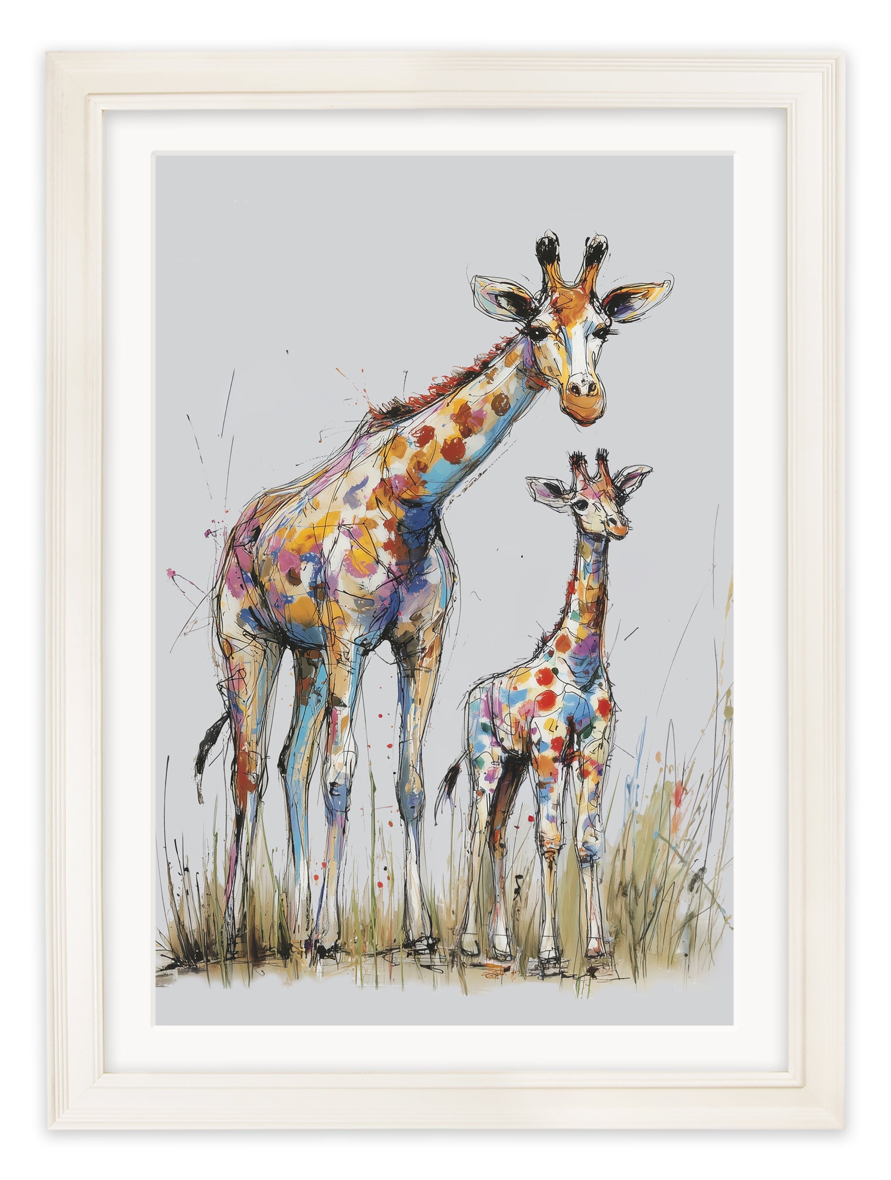 Family of Giraffes Cosy Sketch - Cream Hurstwood Frame