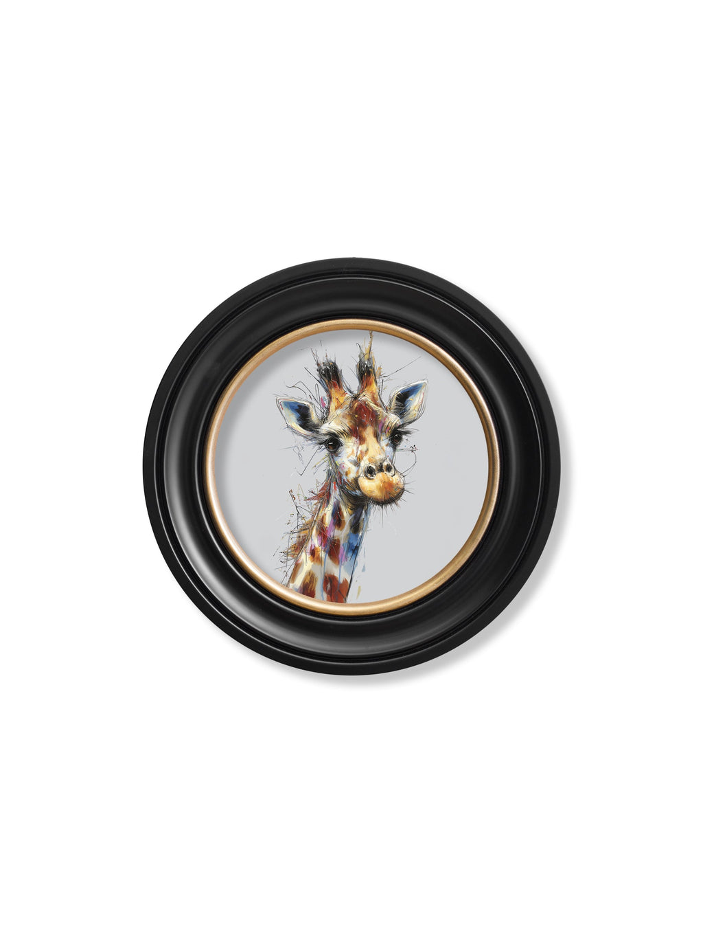 Tall Giraffe Cosy Sketch - Oxford Round Frame