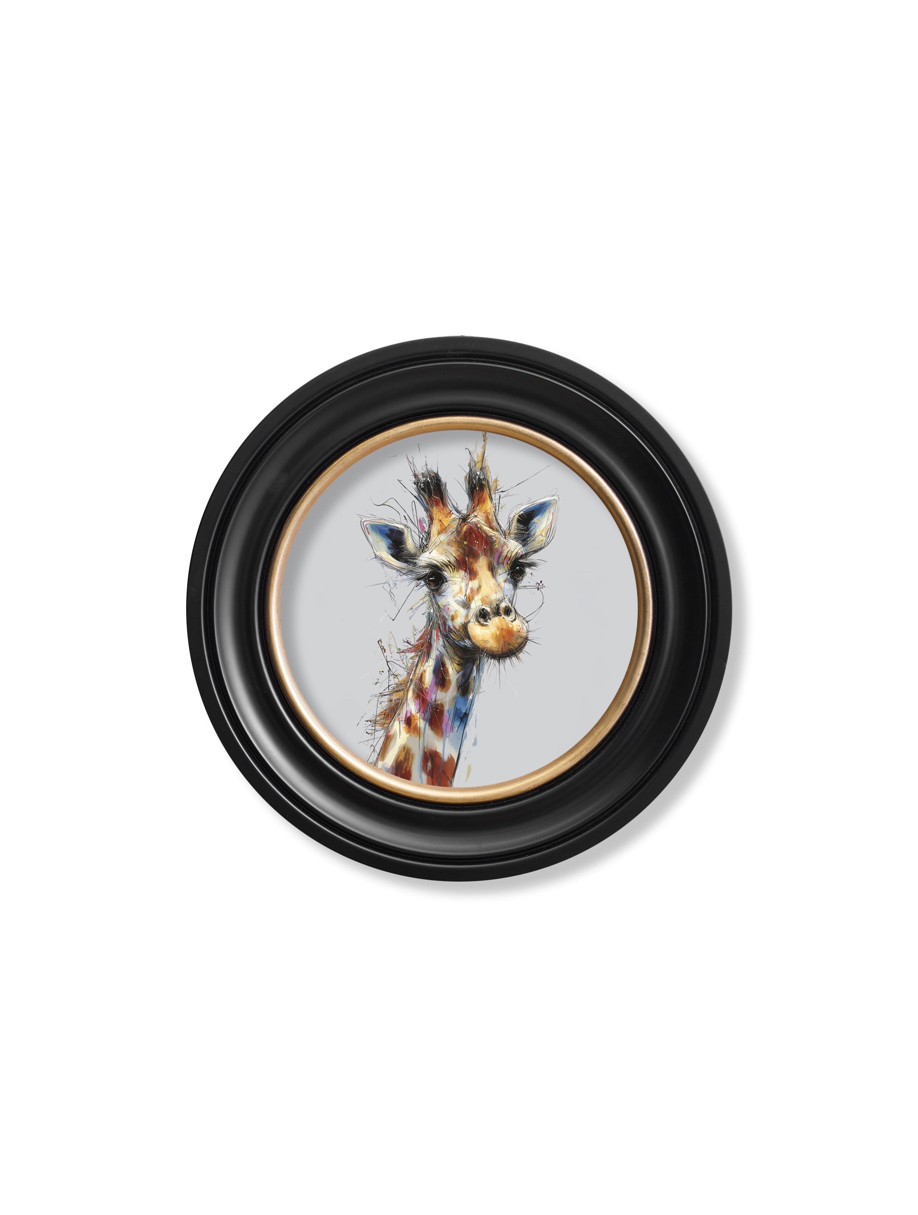 Tall Giraffe Cosy Sketch - Oxford Round Frame