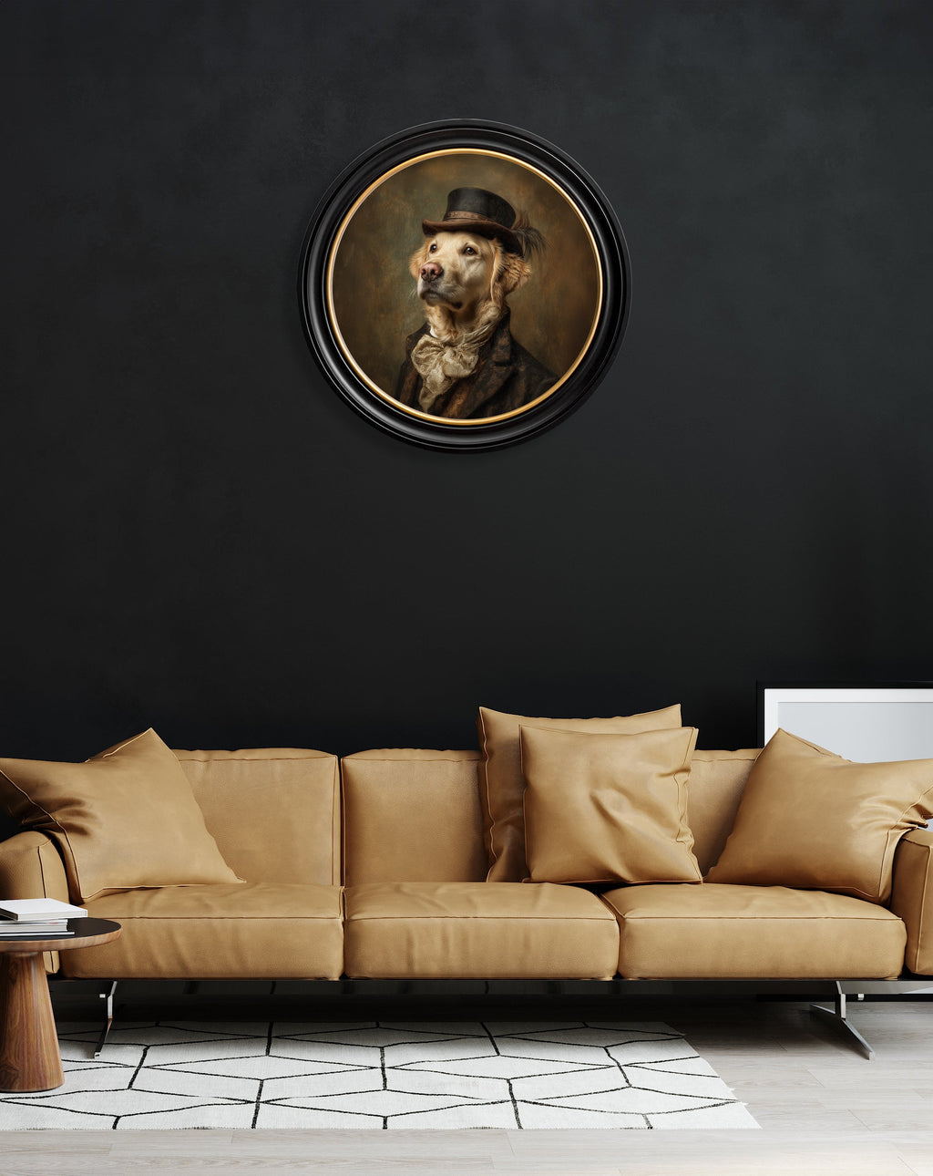 Lord Goldpaw - Gentleman Golden Labrador Oxford Round Frame