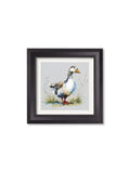 White Goose | Cosy Sketch Art Print in Black Hurstwood Square Frame