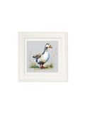 White Goose | Cosy Sketch Art Print in Cream Hurstwood Square Frame