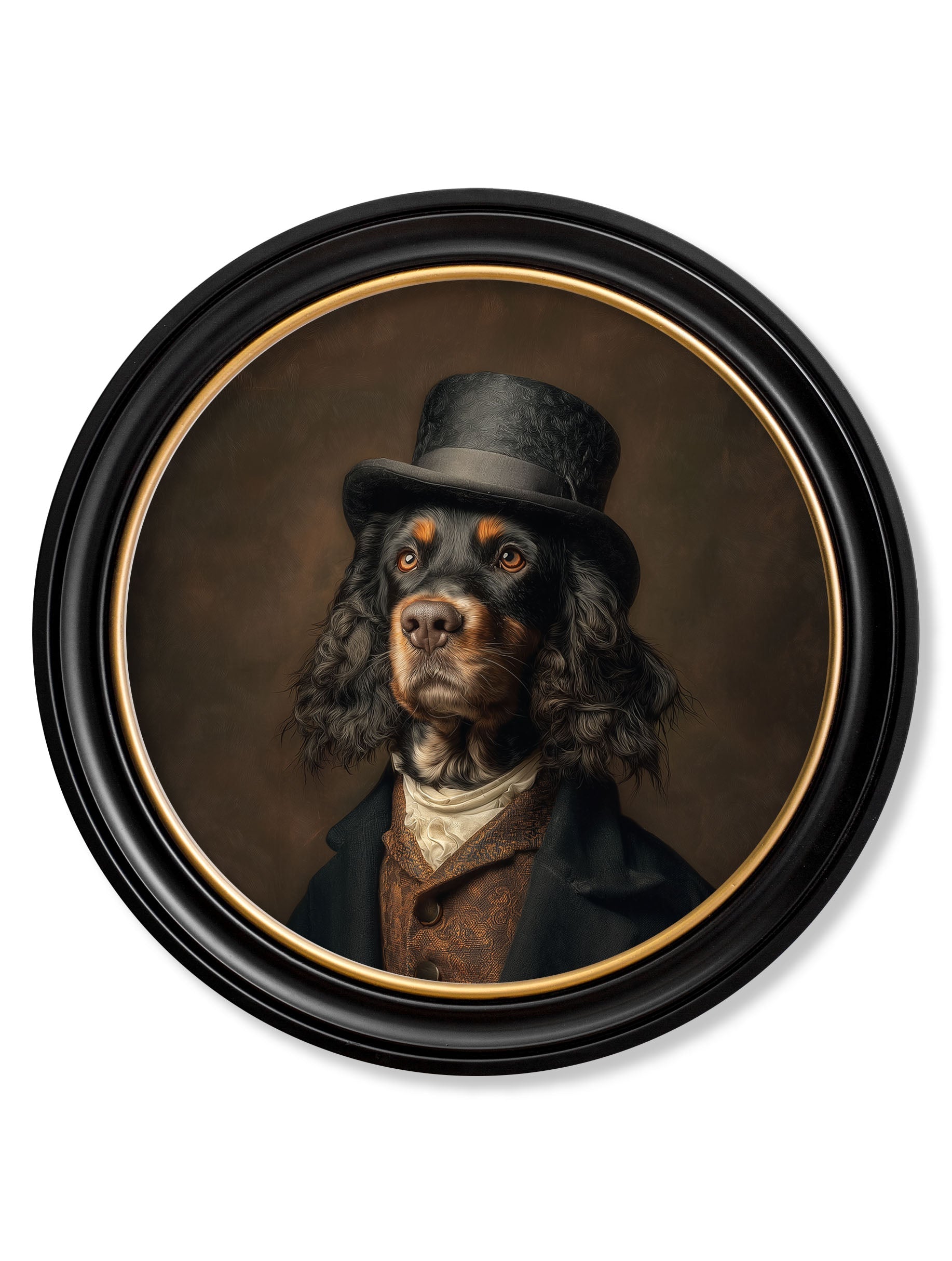 Duke Gordy of Tails - Gentleman Gordon Setter Oxford Round Frame