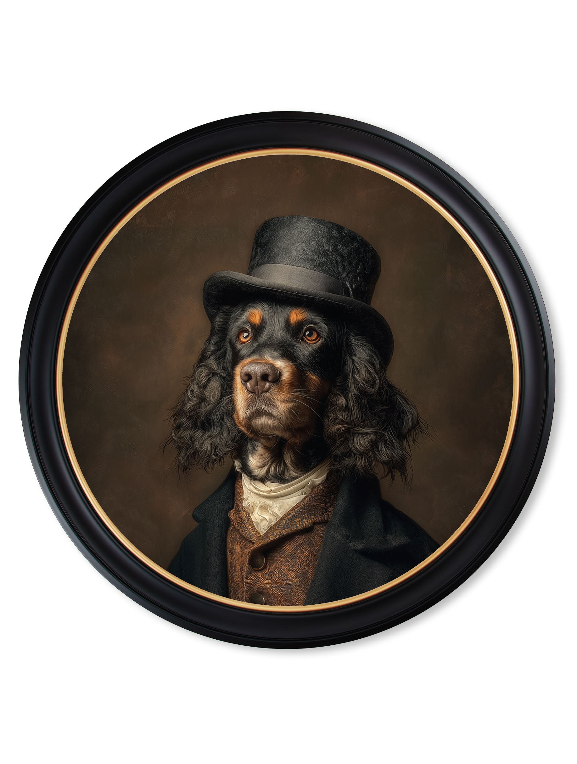 Duke Gordy of Tails - Gentleman Gordon Setter Oxford Round Frame
