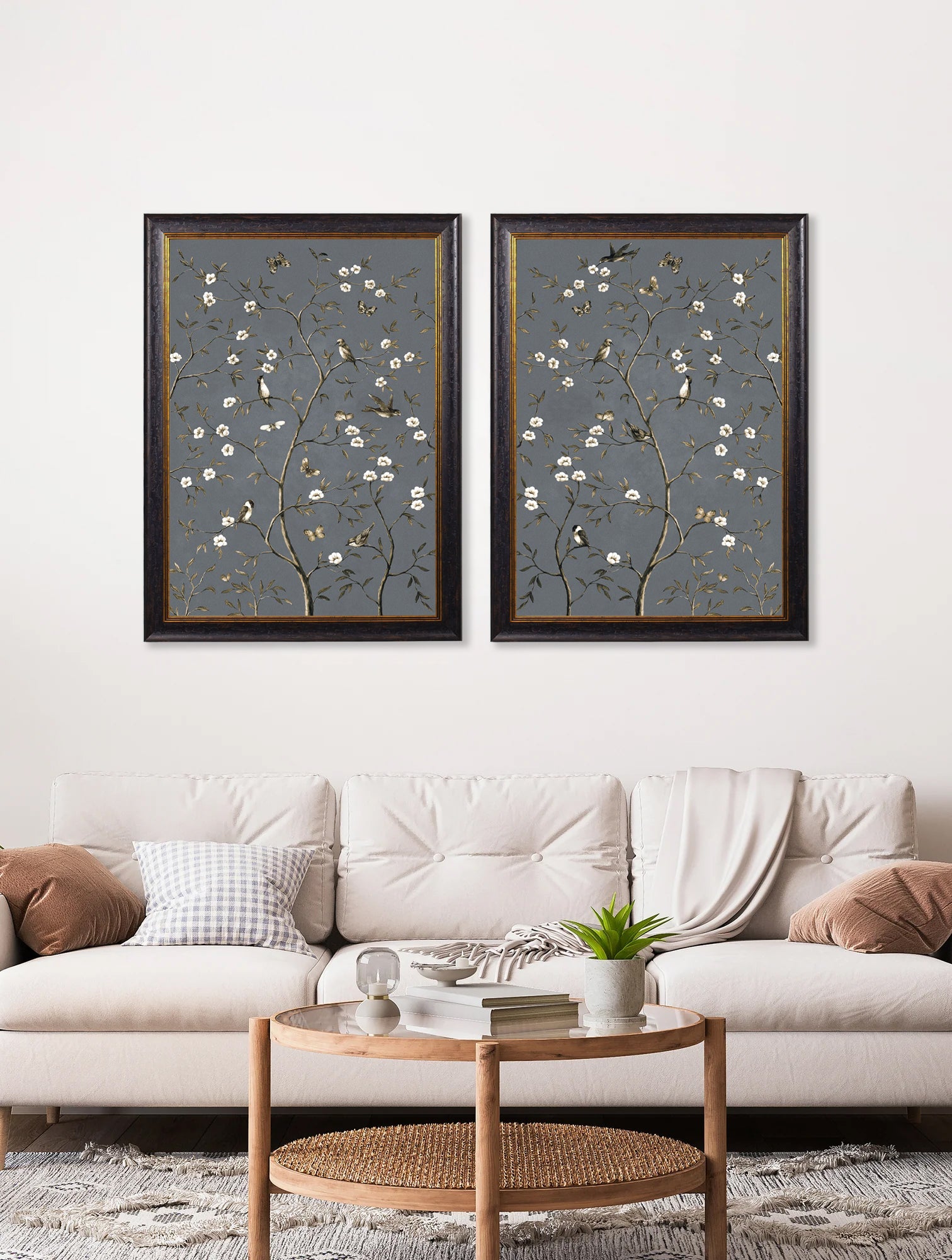 Tree of Life Grey | Set of 2 Framed Prints in Oxford Frame