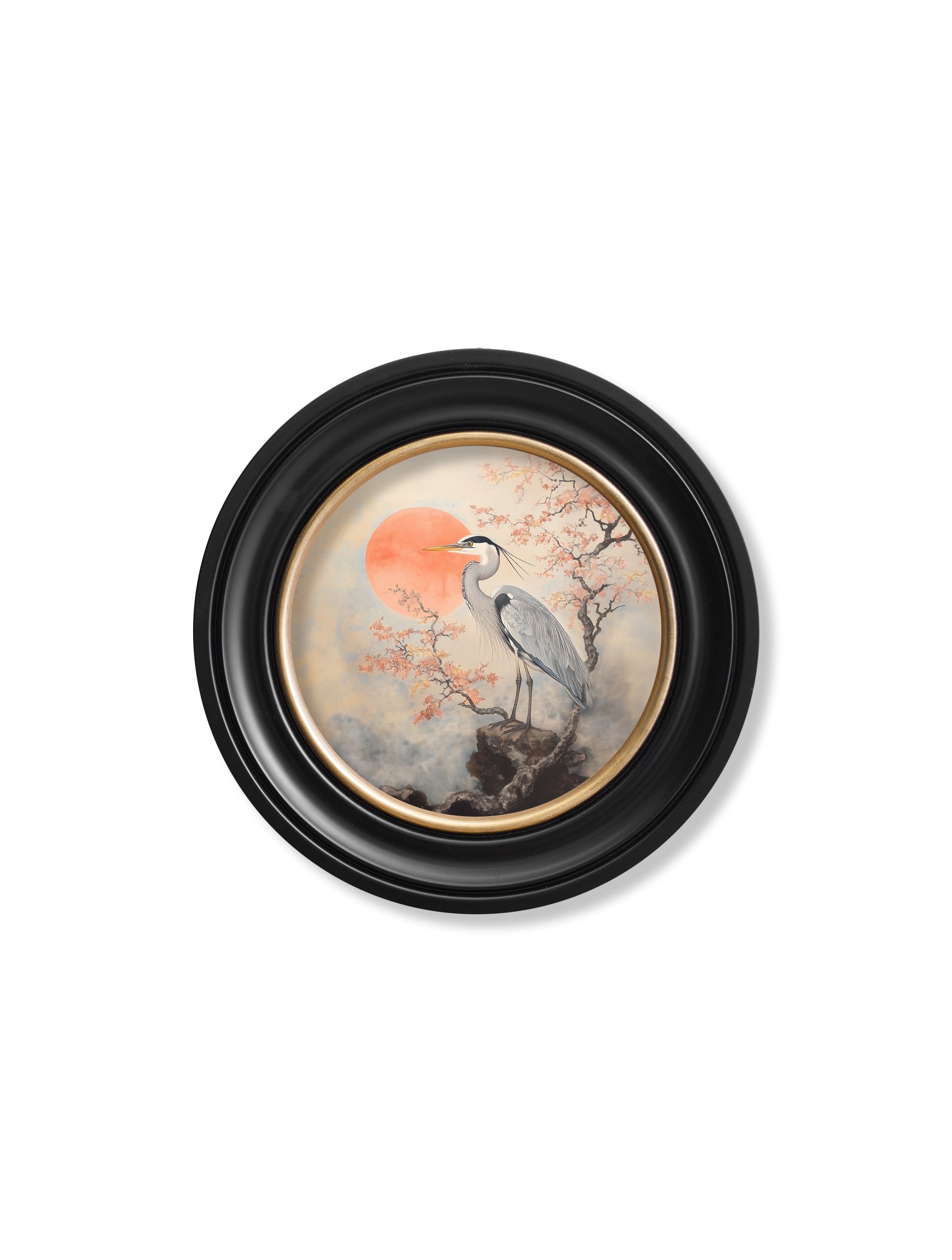 Japanese Twin Herons - Oxford Round Frame
