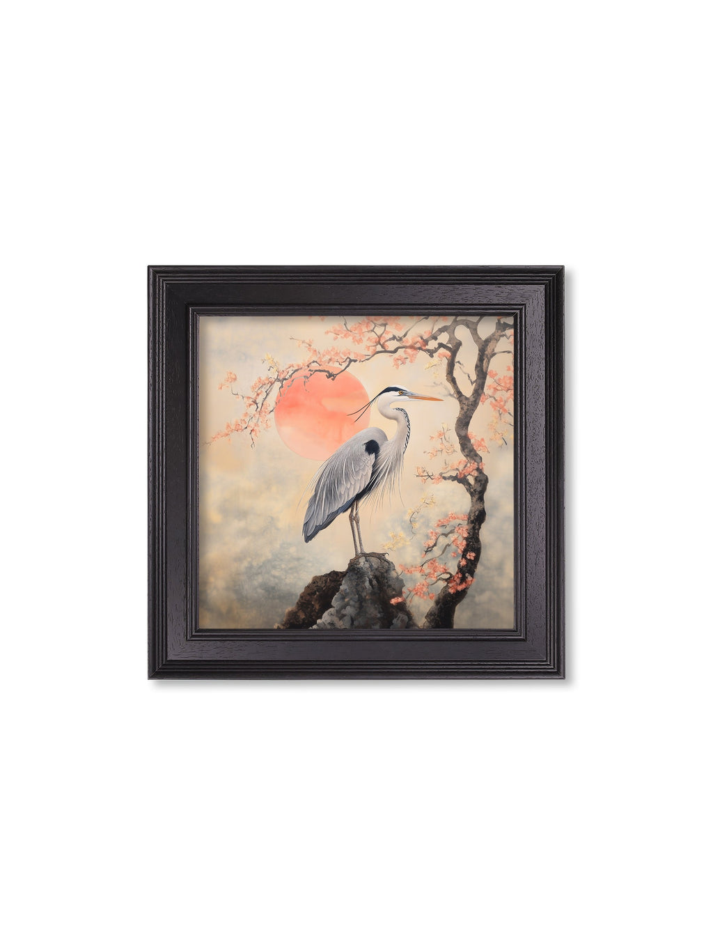 Japanese Twin Herons - Black Hurstwood Square Frame