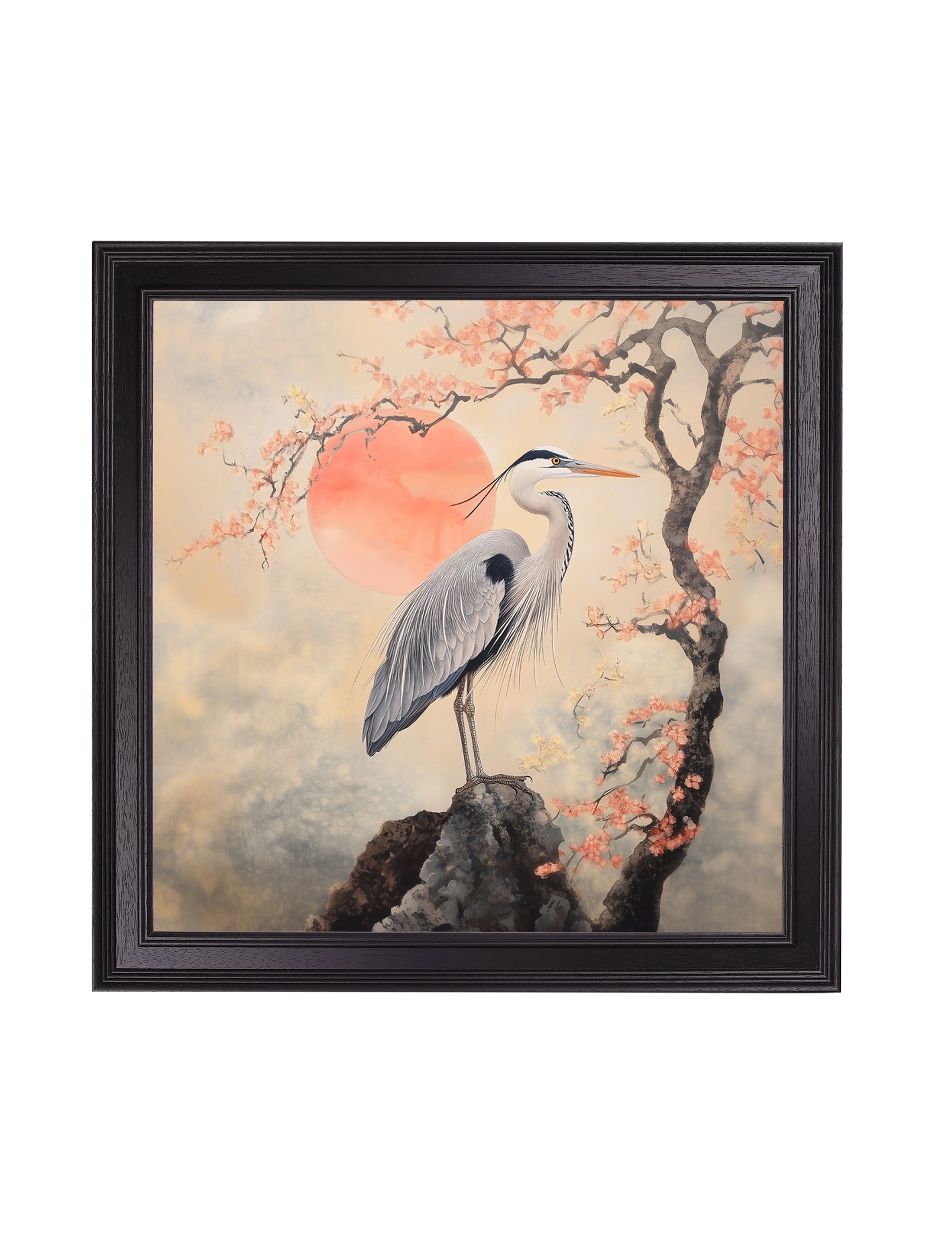 Japanese Twin Herons - Black Hurstwood Square Frame