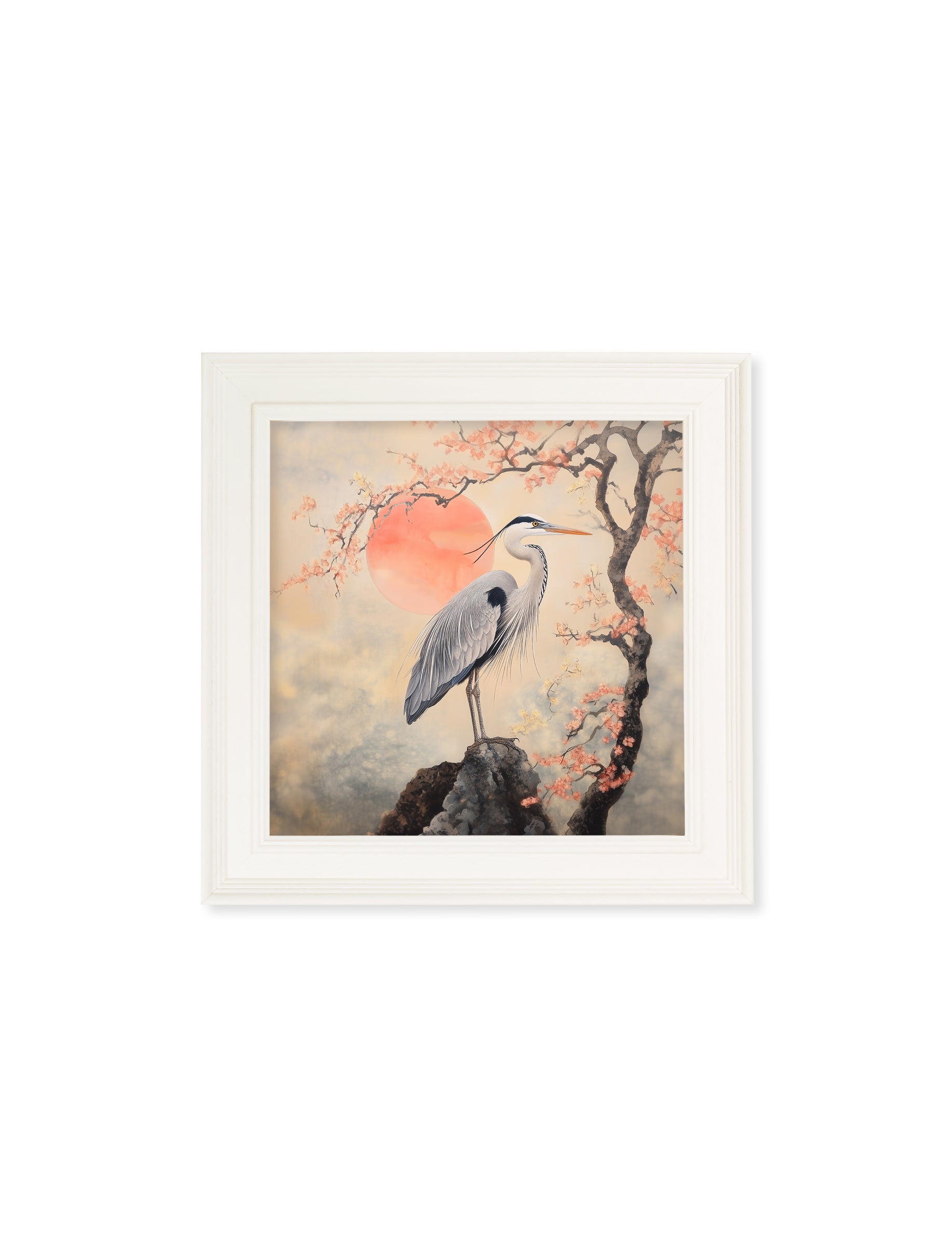 Japanese Twin Herons - Cream Hurstwood Square Frame