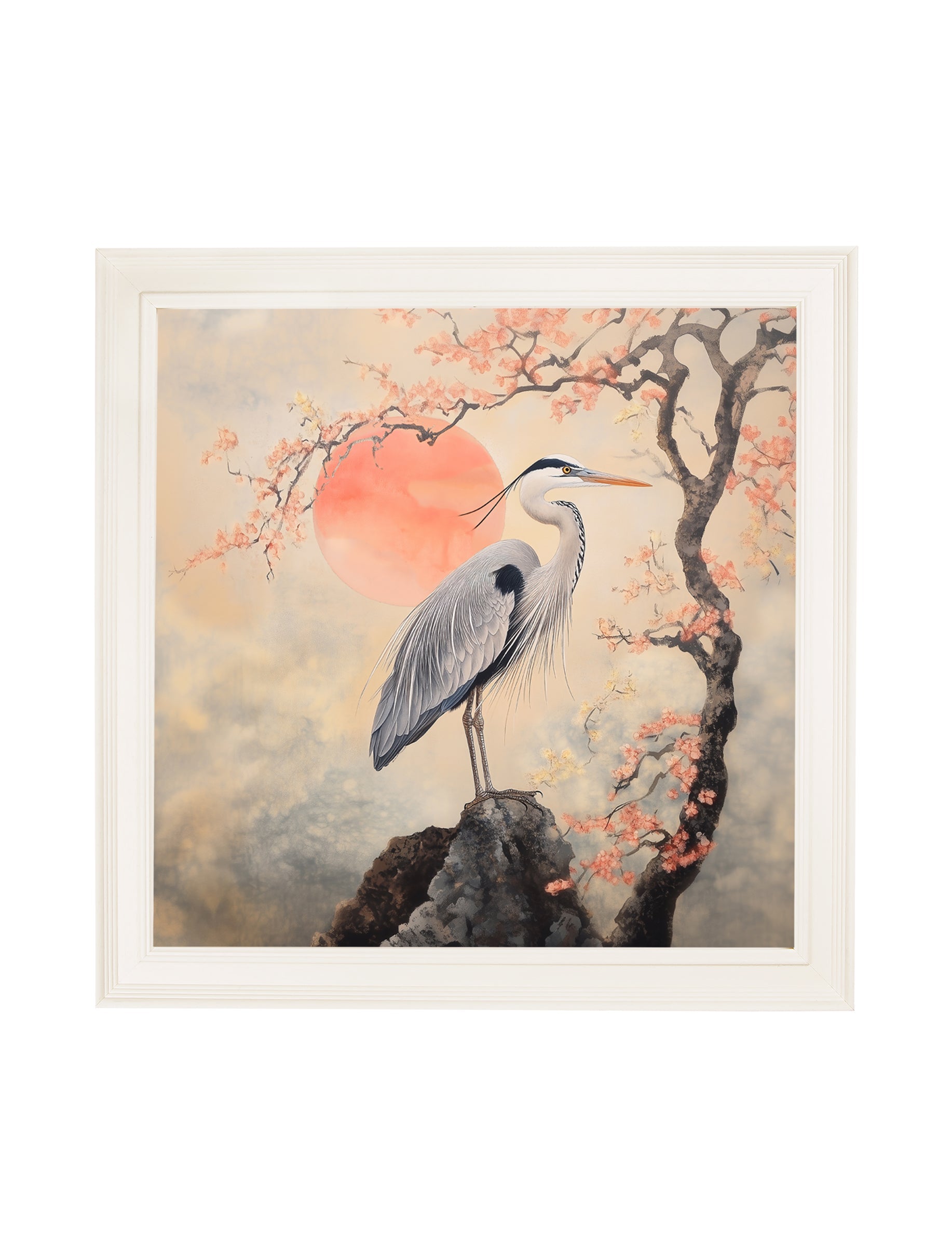 Japanese Twin Herons - Cream Hurstwood Square Frame