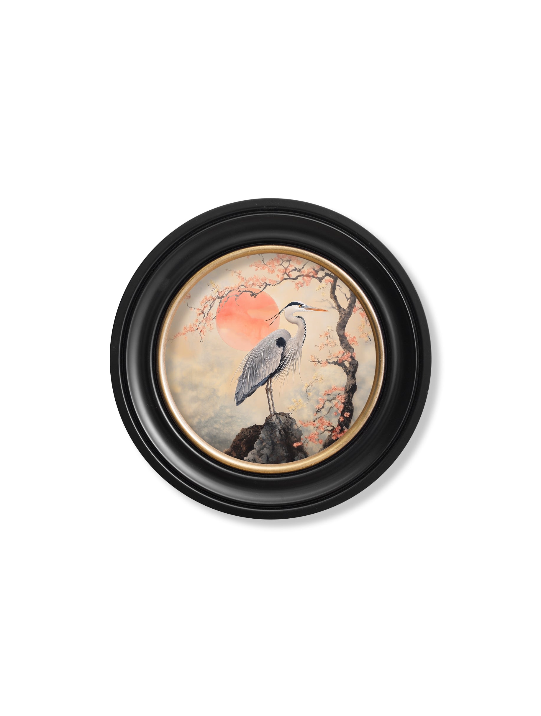 Japanese Twin Herons - Oxford Round Frame