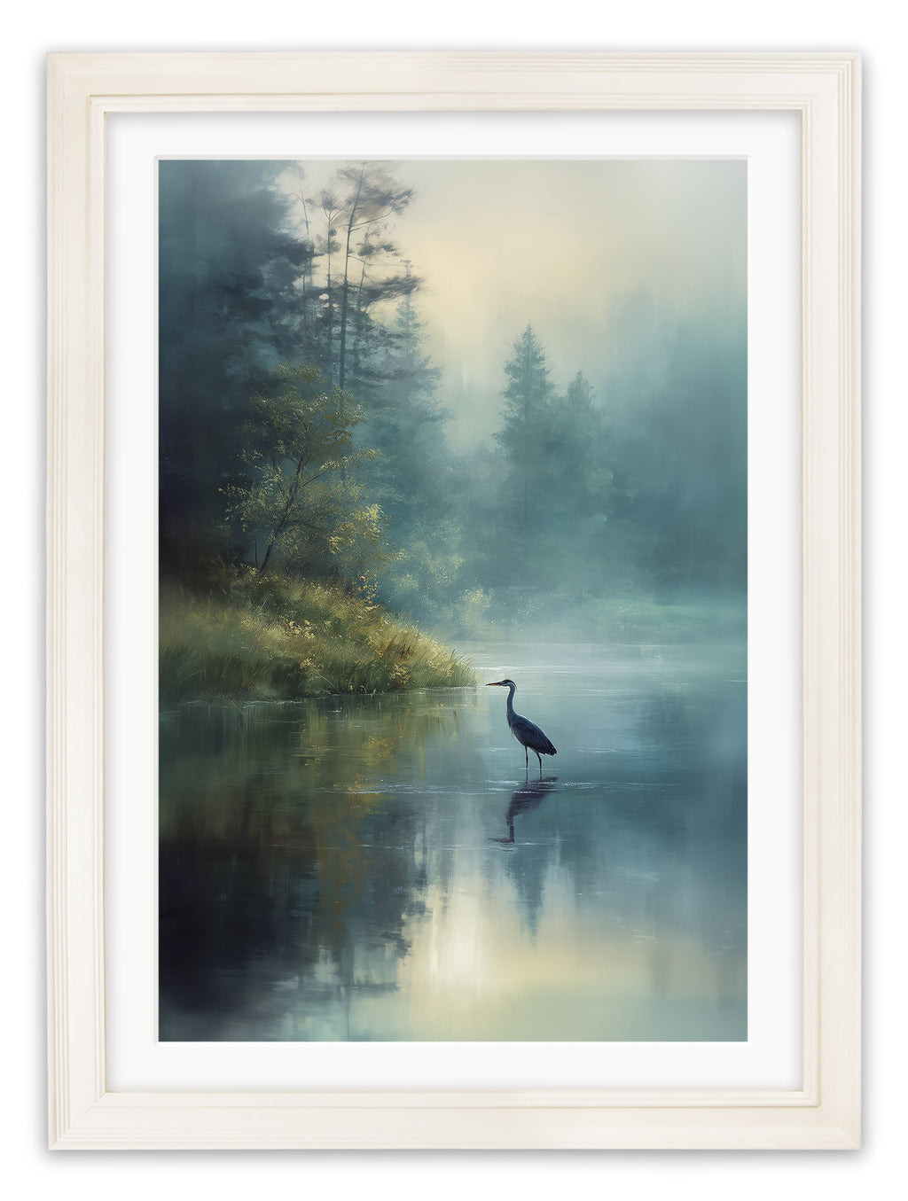 Misty Lake Heron - Cream Hurstwood Frame