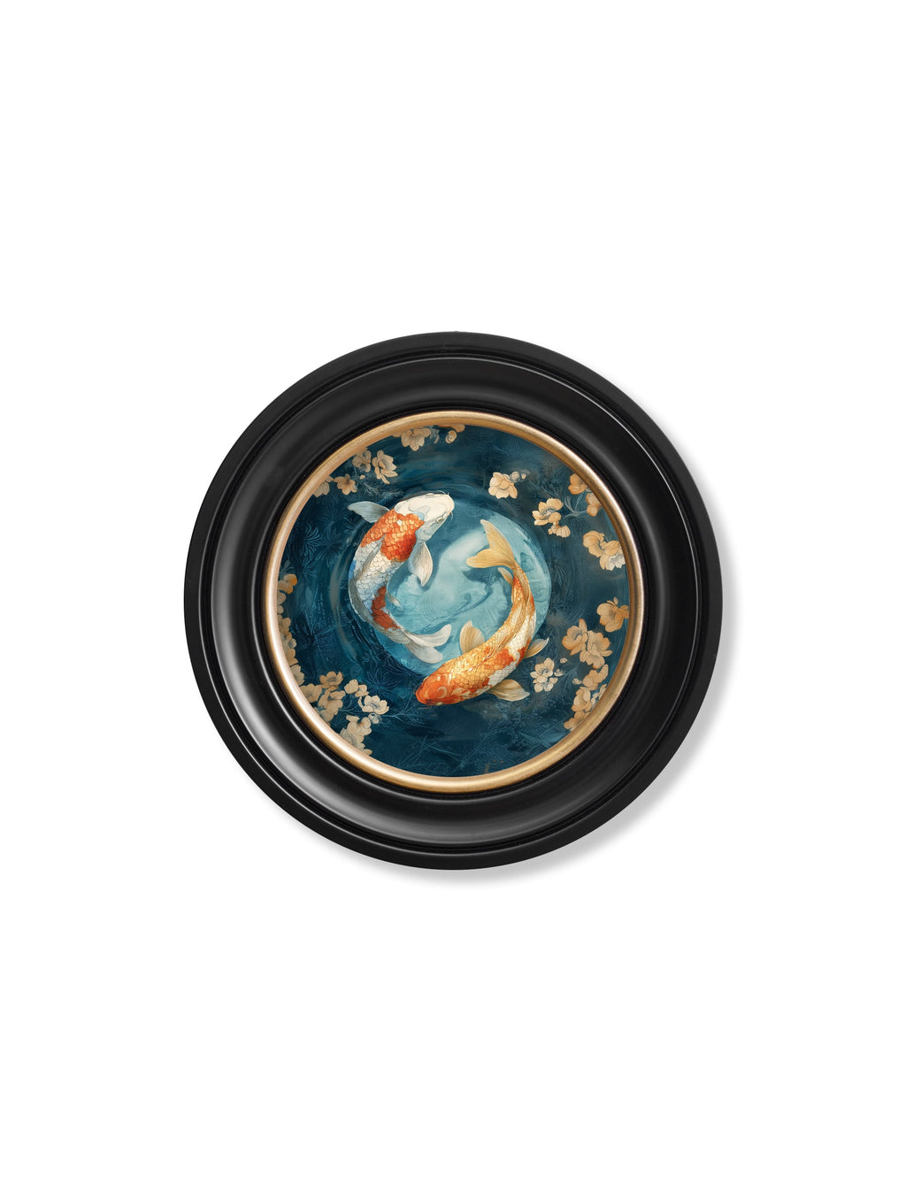Japanese Koi Carps Dawn -  Oxford Round Frame