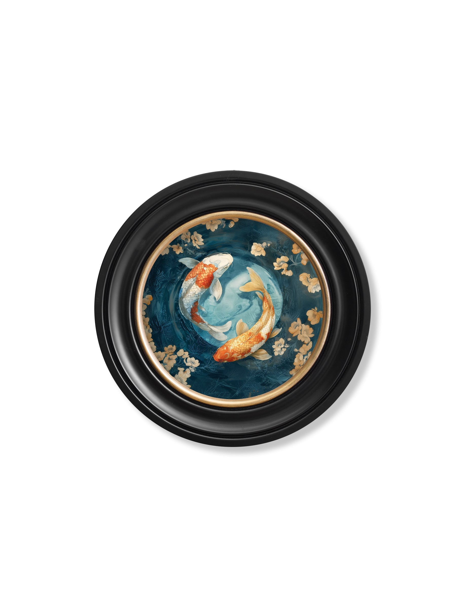Japanese Koi Carps Dawn -  Oxford Round Frame