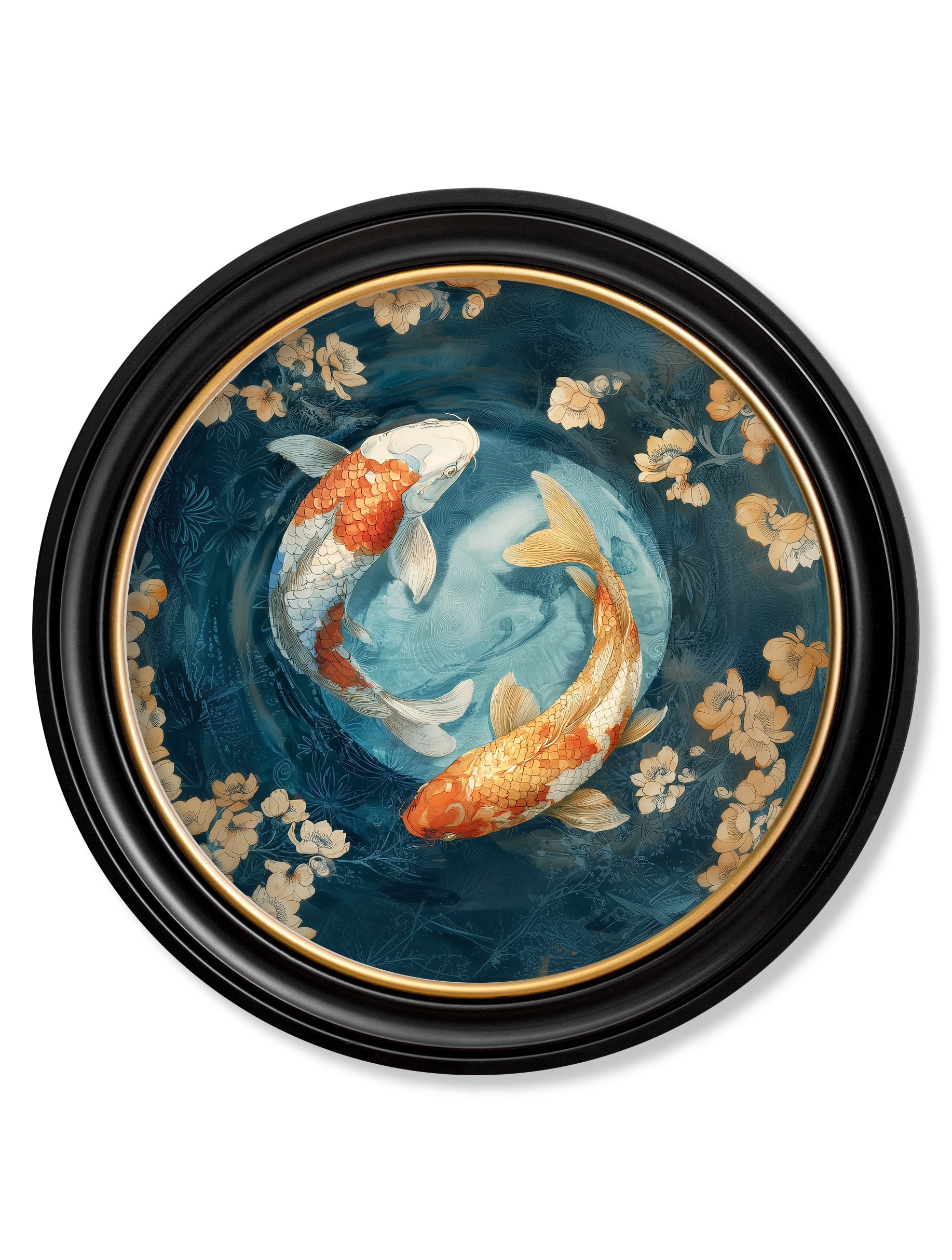 Japanese Koi Carps Dawn -  Oxford Round Frame