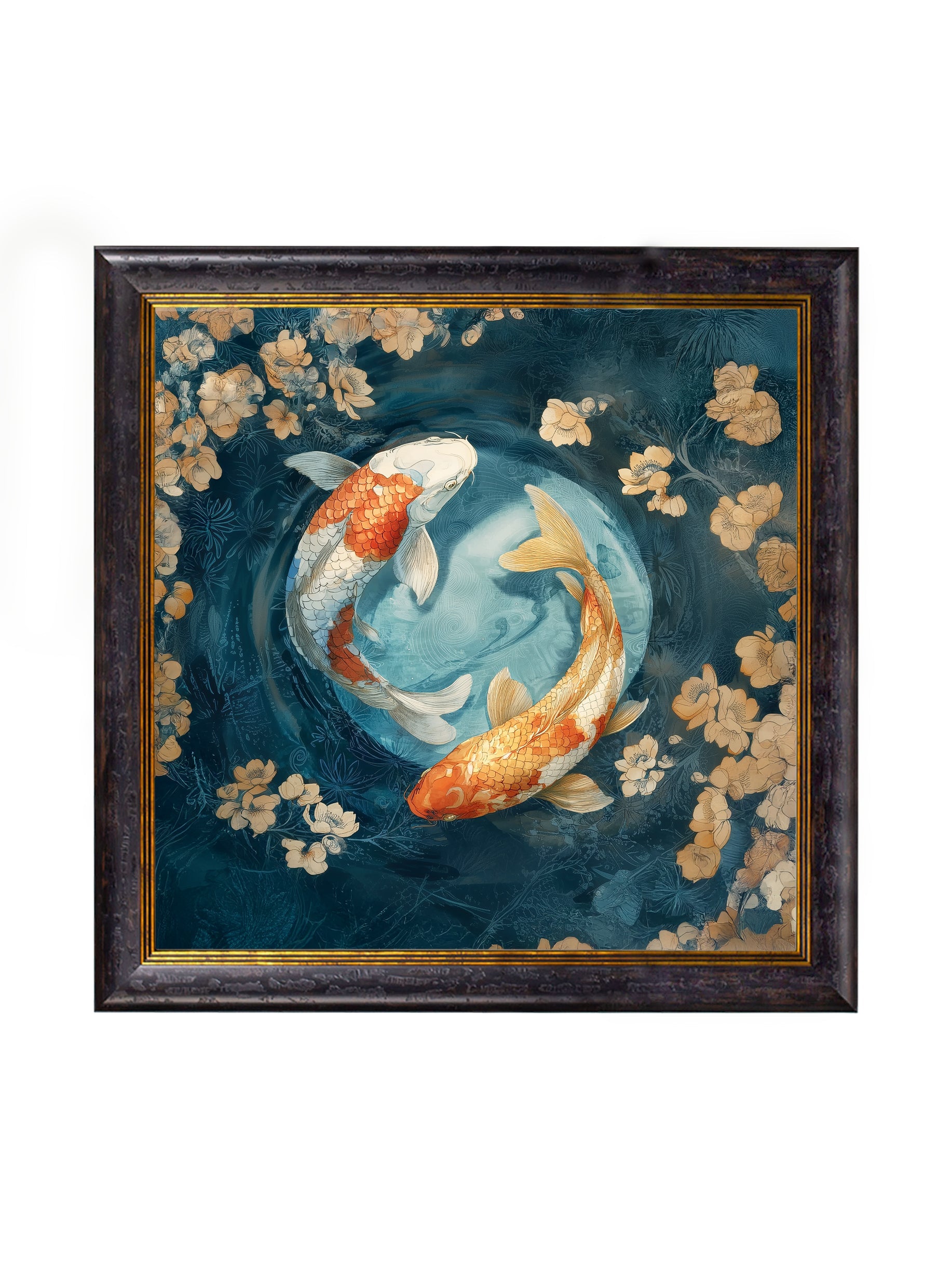 Japanese Koi Carps Dawn -  Oxford Square Frame