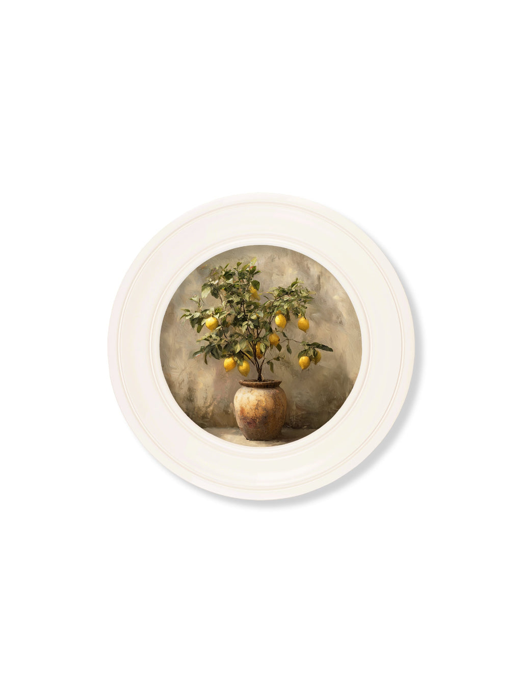 Mediterranean Lemon Tree - Oxford Strong White Round Frame