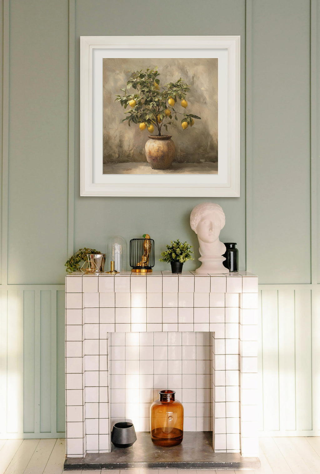 Mediterranean Lemon Tree - Cream Hurstwood Square Frame