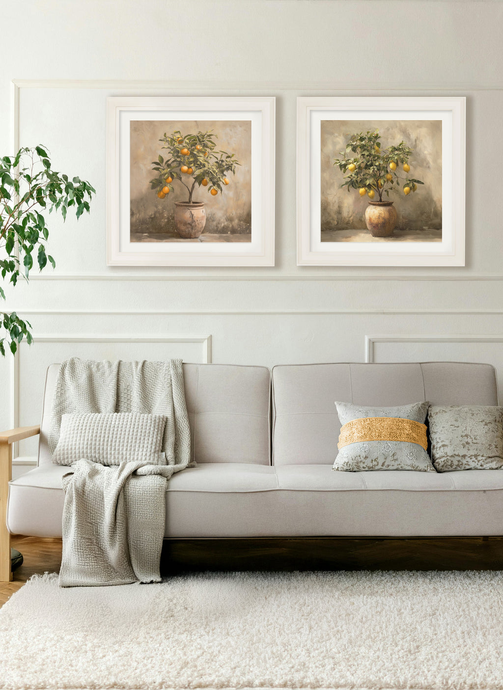 Mediterranean Orange Tree - Cream Hurstwood Square Frame