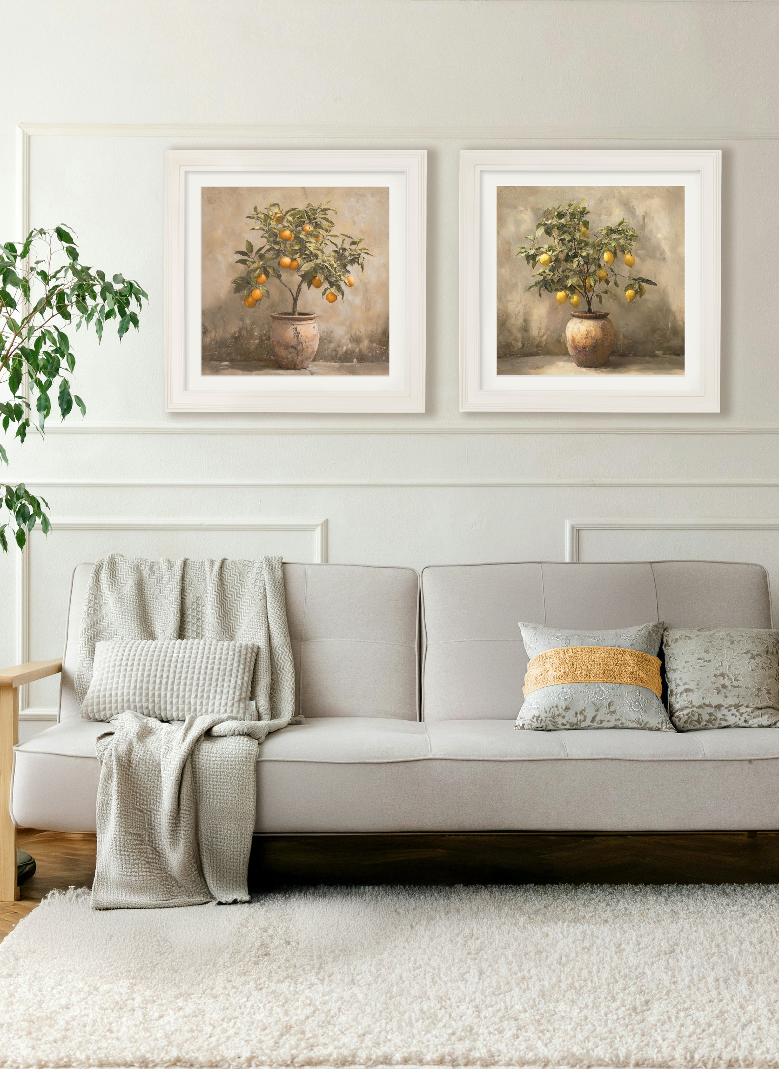 Mediterranean Lemon Tree - Cream Hurstwood Square Frame