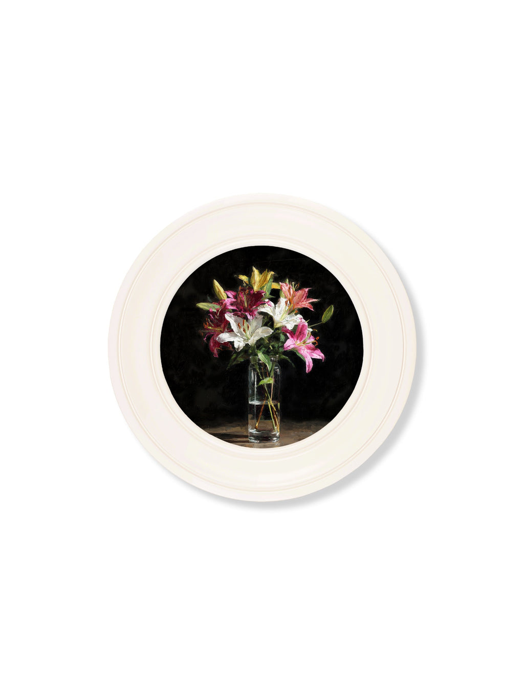 Lilies After Dark - Oxford Strong White Round Frame