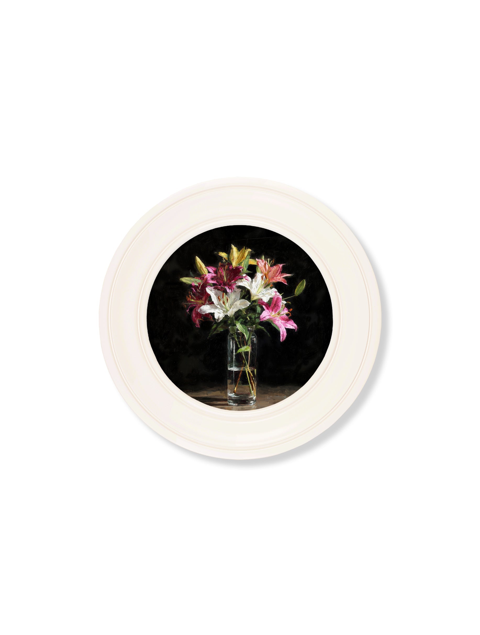 Lilies After Dark - Oxford Strong White Round Frame
