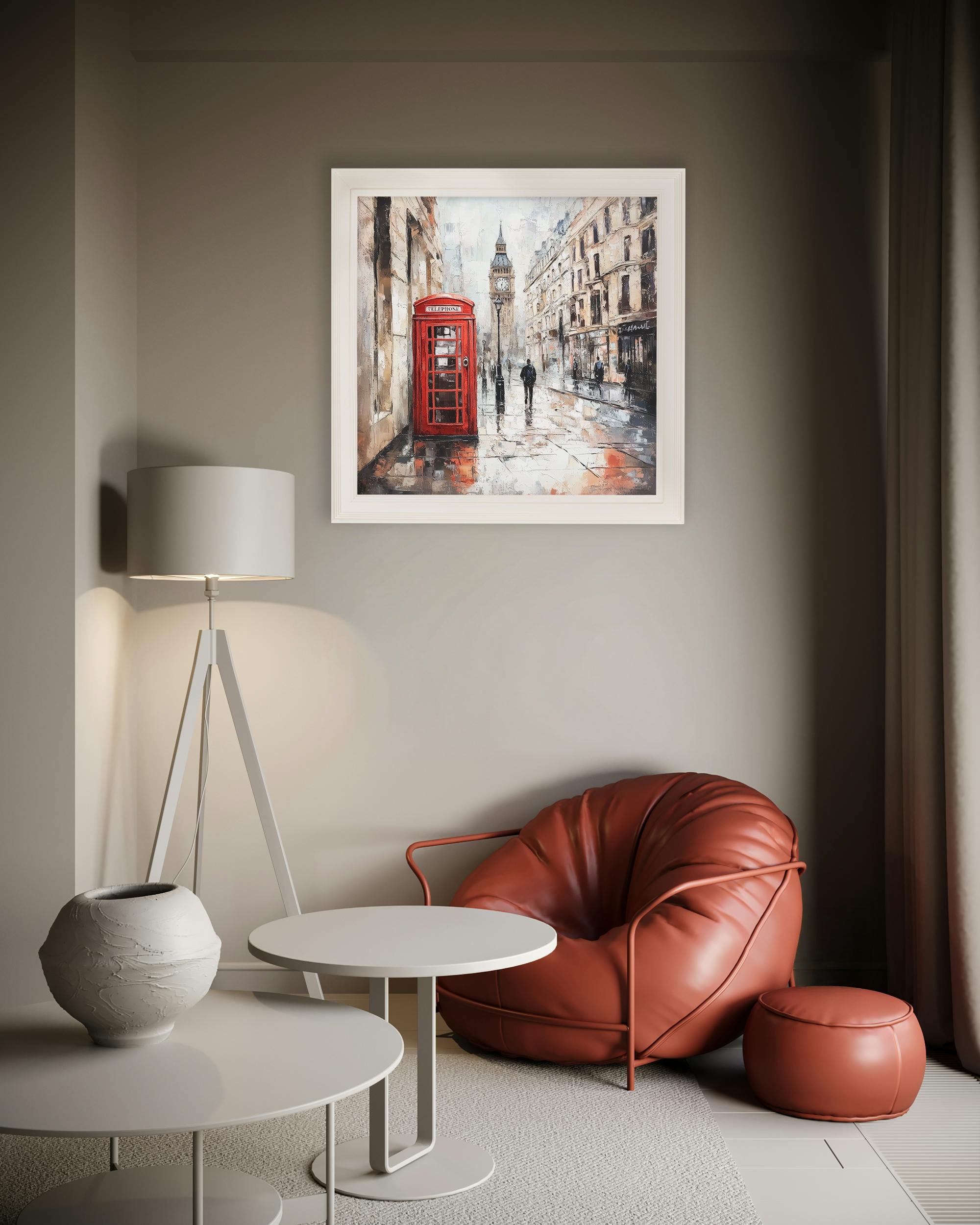 London Telephone Box - Cream Hurstwood Square Frame