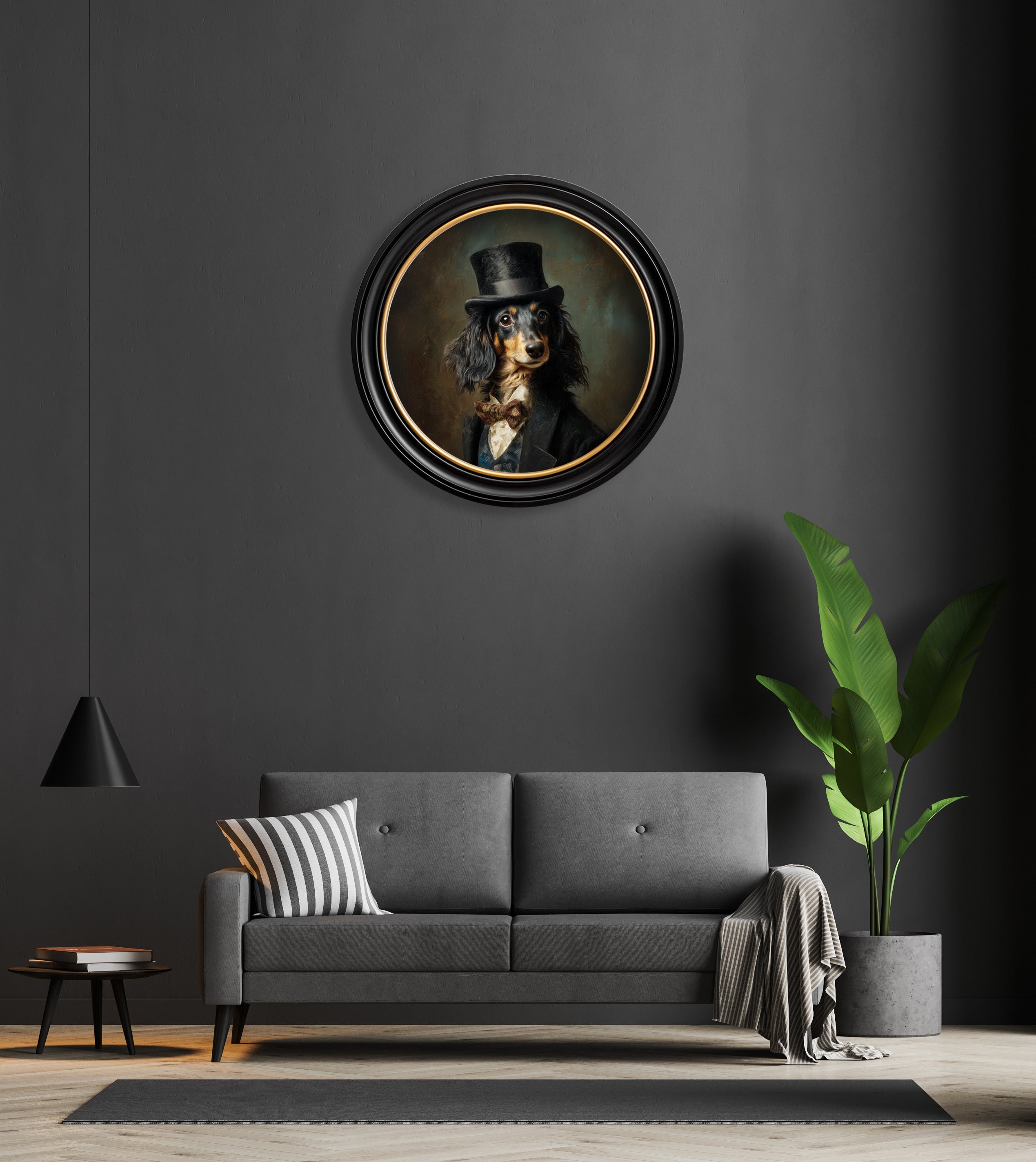 Sir Sausageworth - Gentleman Dachshund Oxford Round Frame