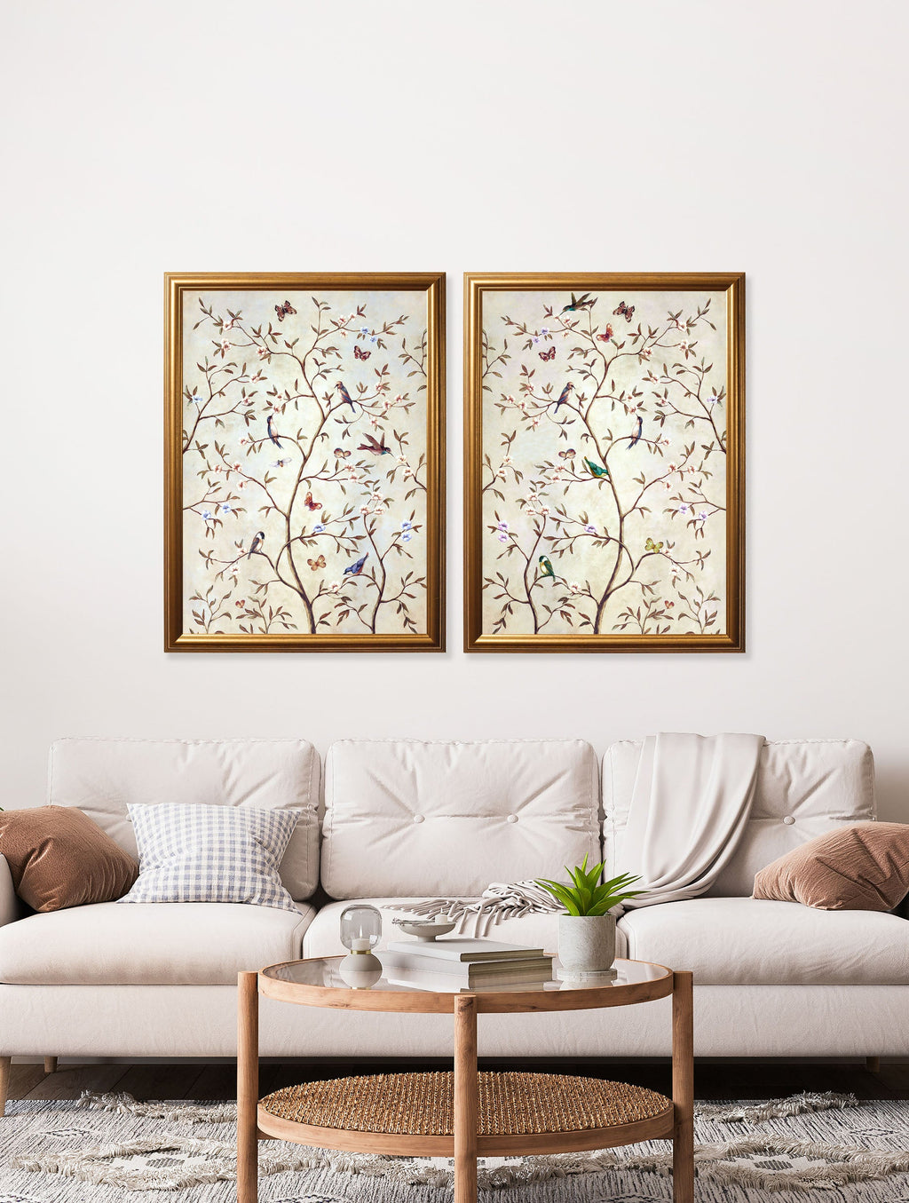 Tree of Life Natural | Set of 2 Framed Prints in Gold Frame