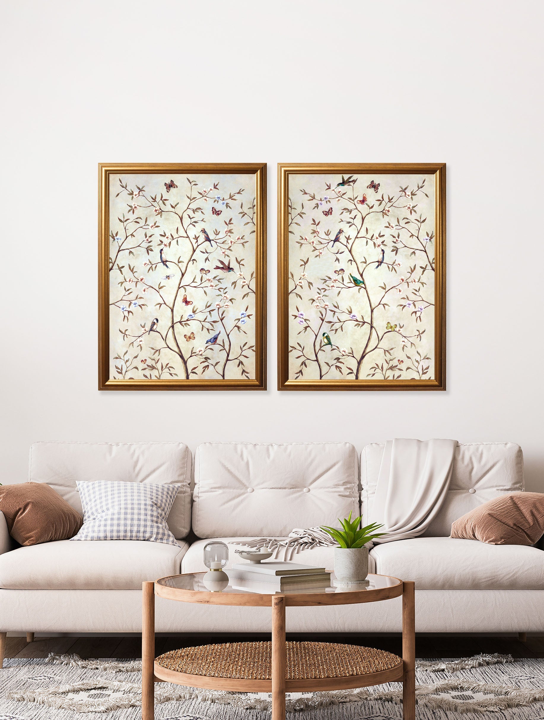 Tree of Life Natural | Set of 2 Framed Prints in Gold Frame