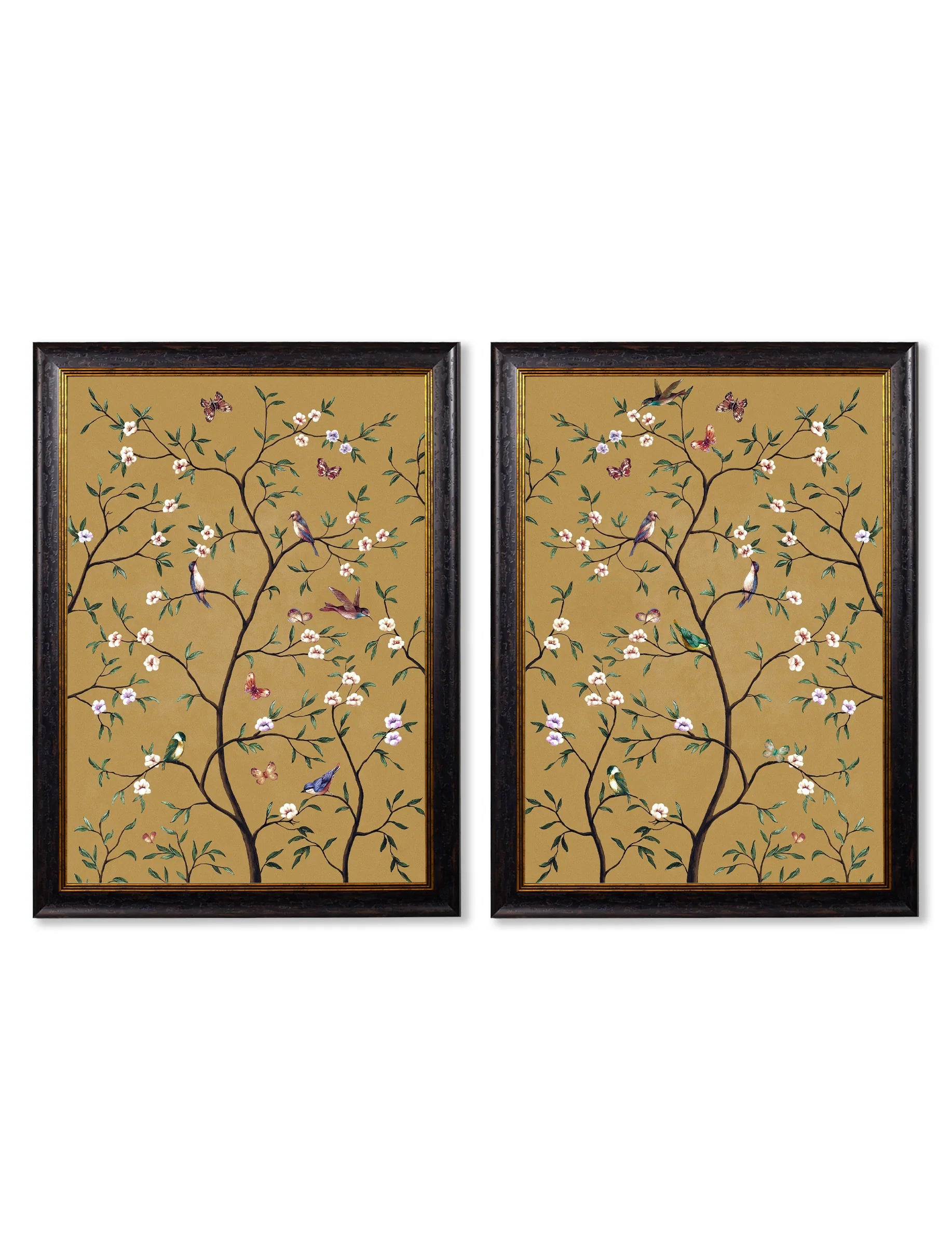 Tree of Life Ochre | Set of 2 Framed Prints in Oxford Slim Frame