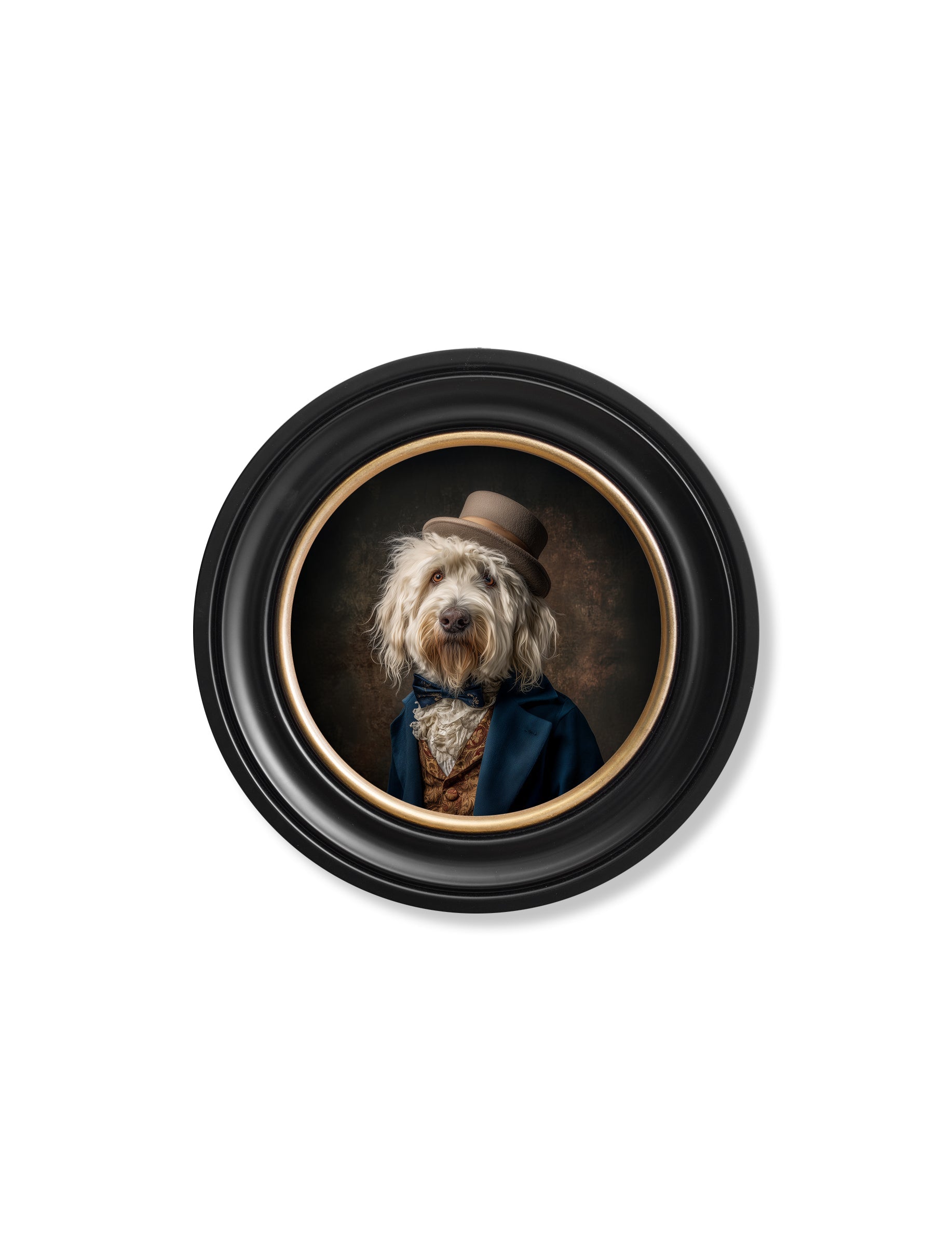 Sir Wooliam - Gentleman Old English Sheepdog Oxford Round Frame