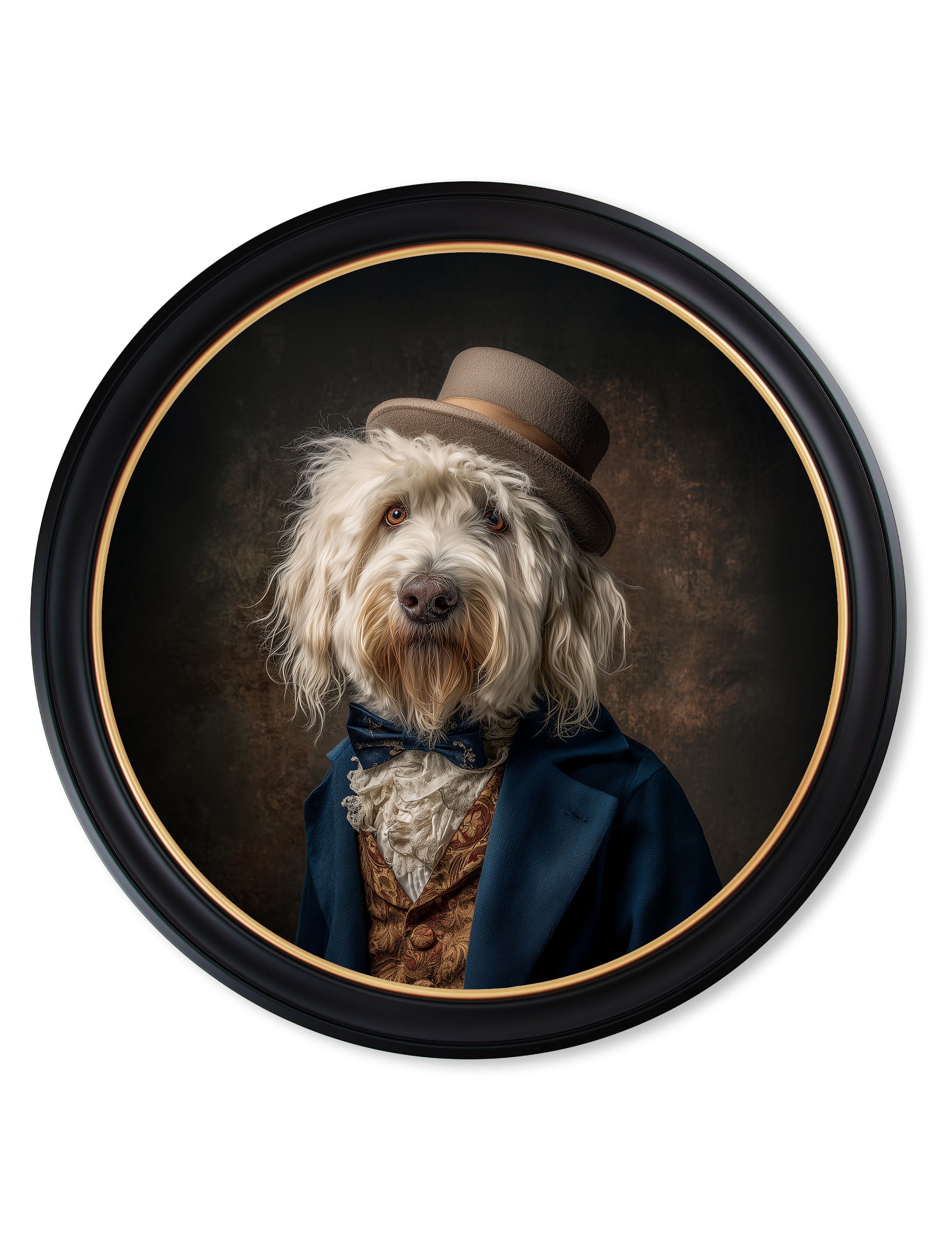 Sir Wooliam - Gentleman Old English Sheepdog Oxford Round Frame