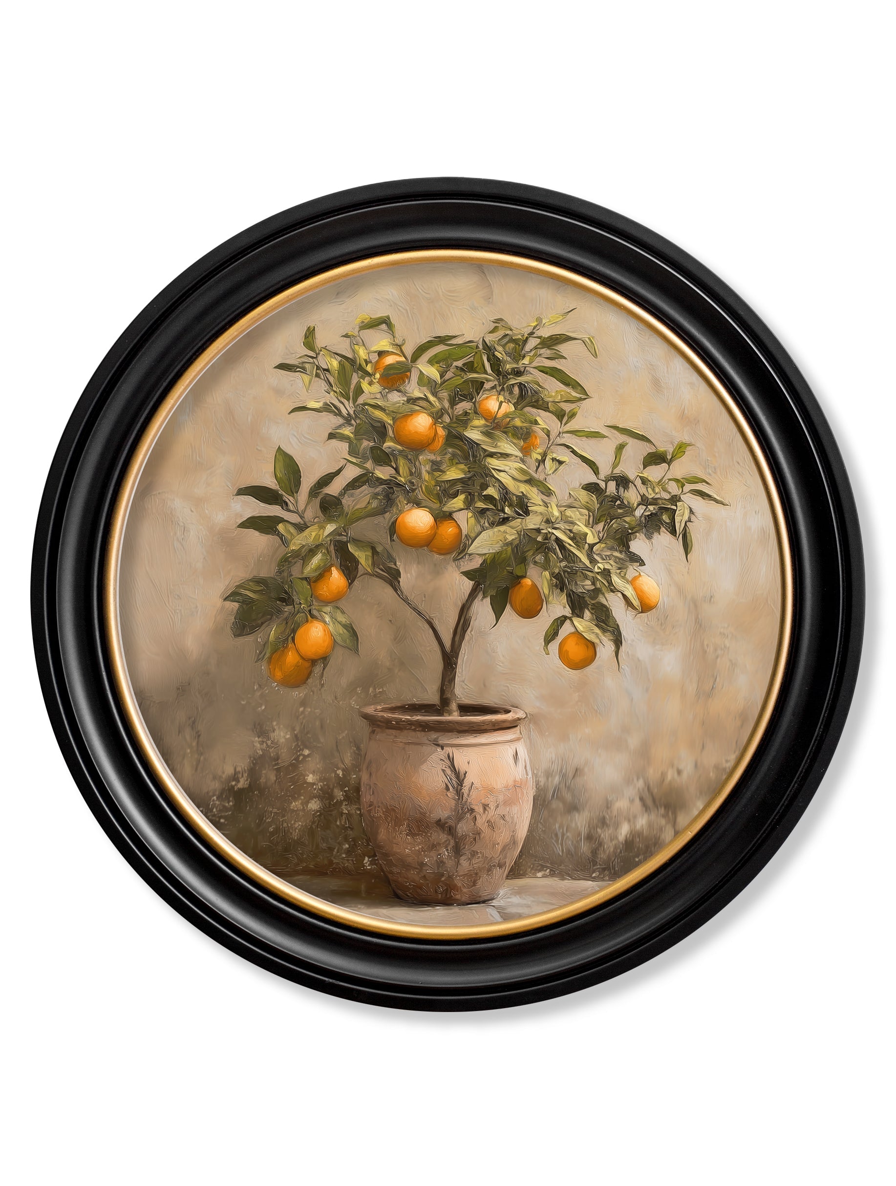 Mediterranean Orange Tree - Oxford Round Frame