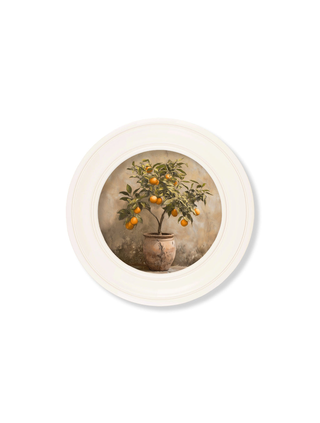 Mediterranean Orange Tree - Oxford Strong White Round Frame
