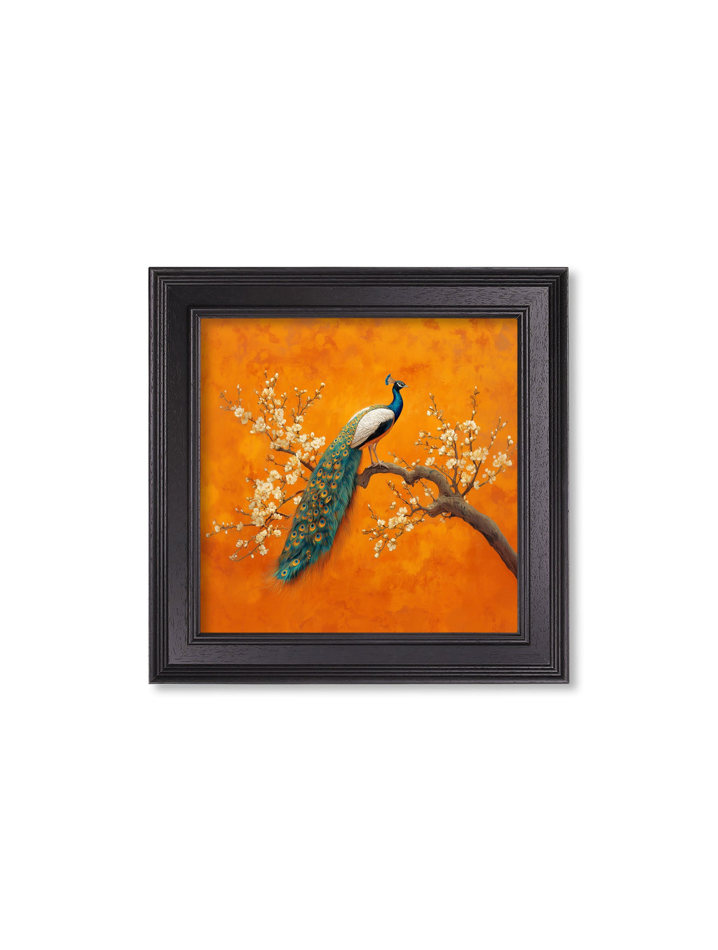Peacocks In Saffron Garden - Black Hurstwood Square Frame