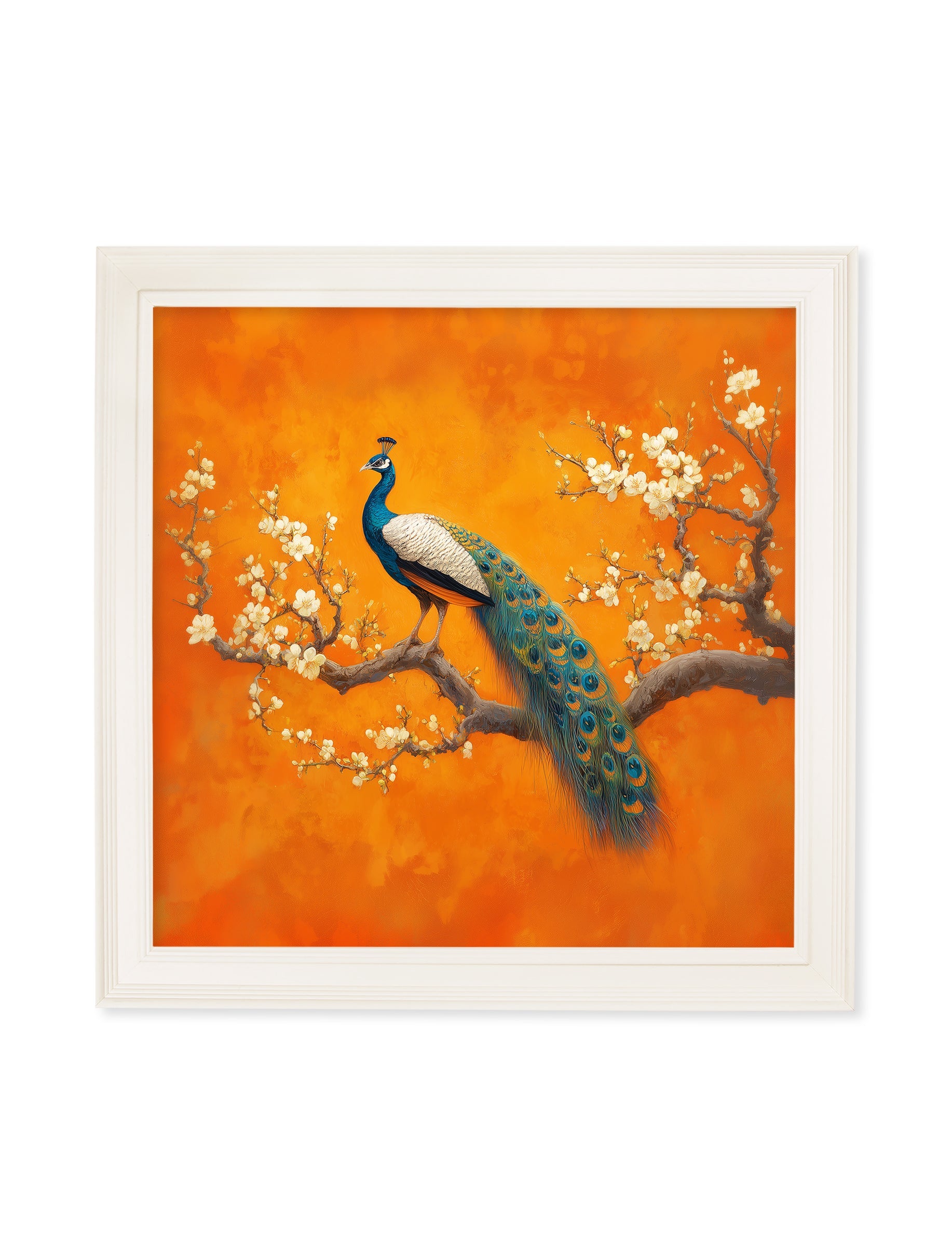 Peacocks In Saffron Garden - Cream Hurstwood Square Frame