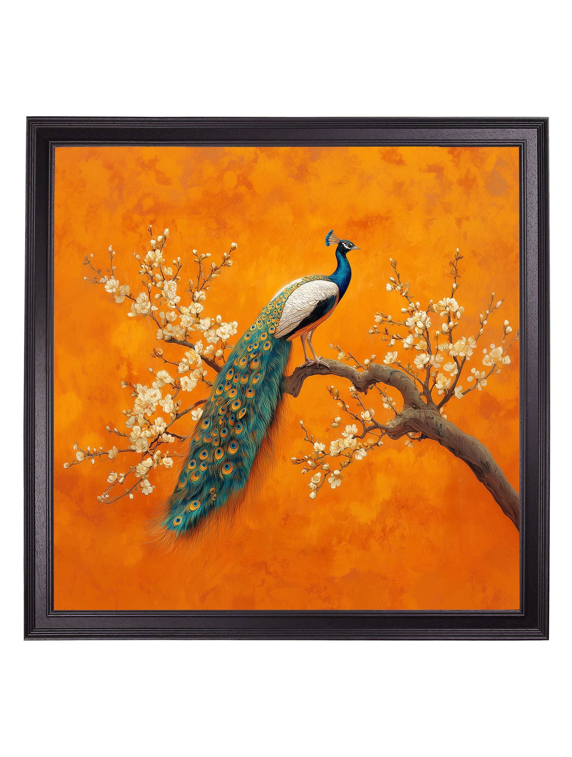 Peacocks In Saffron Garden - Black Hurstwood Square Frame